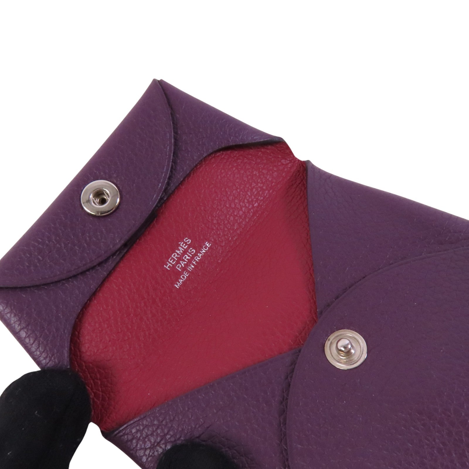HERMES Chevre皮革Bastia Coin Purse銀扣零錢包