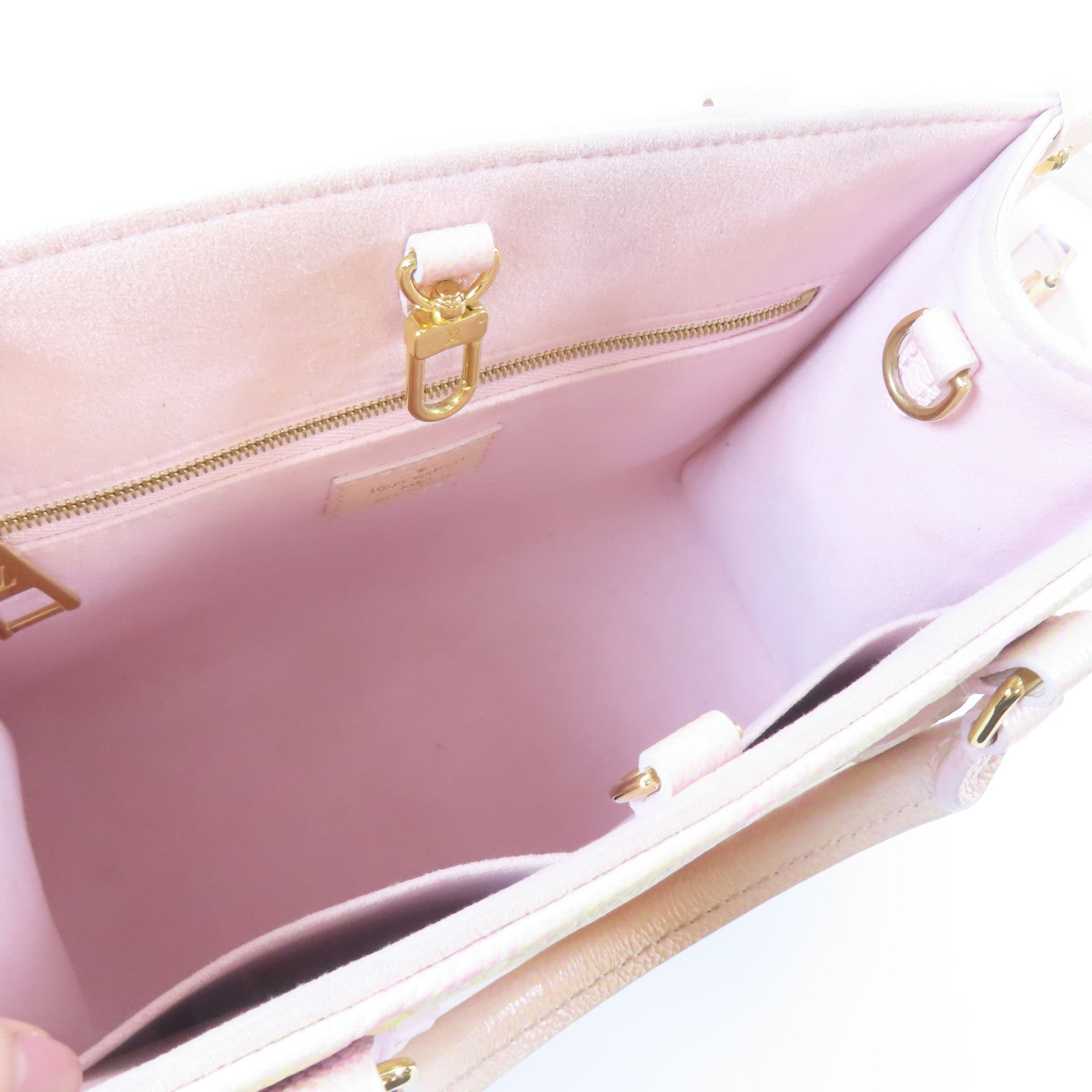 LOUIS VUITTON 【激減優惠】Monogram Empreinte On The Go PM金扣手挽肩背兩用袋粉紅色/黃色