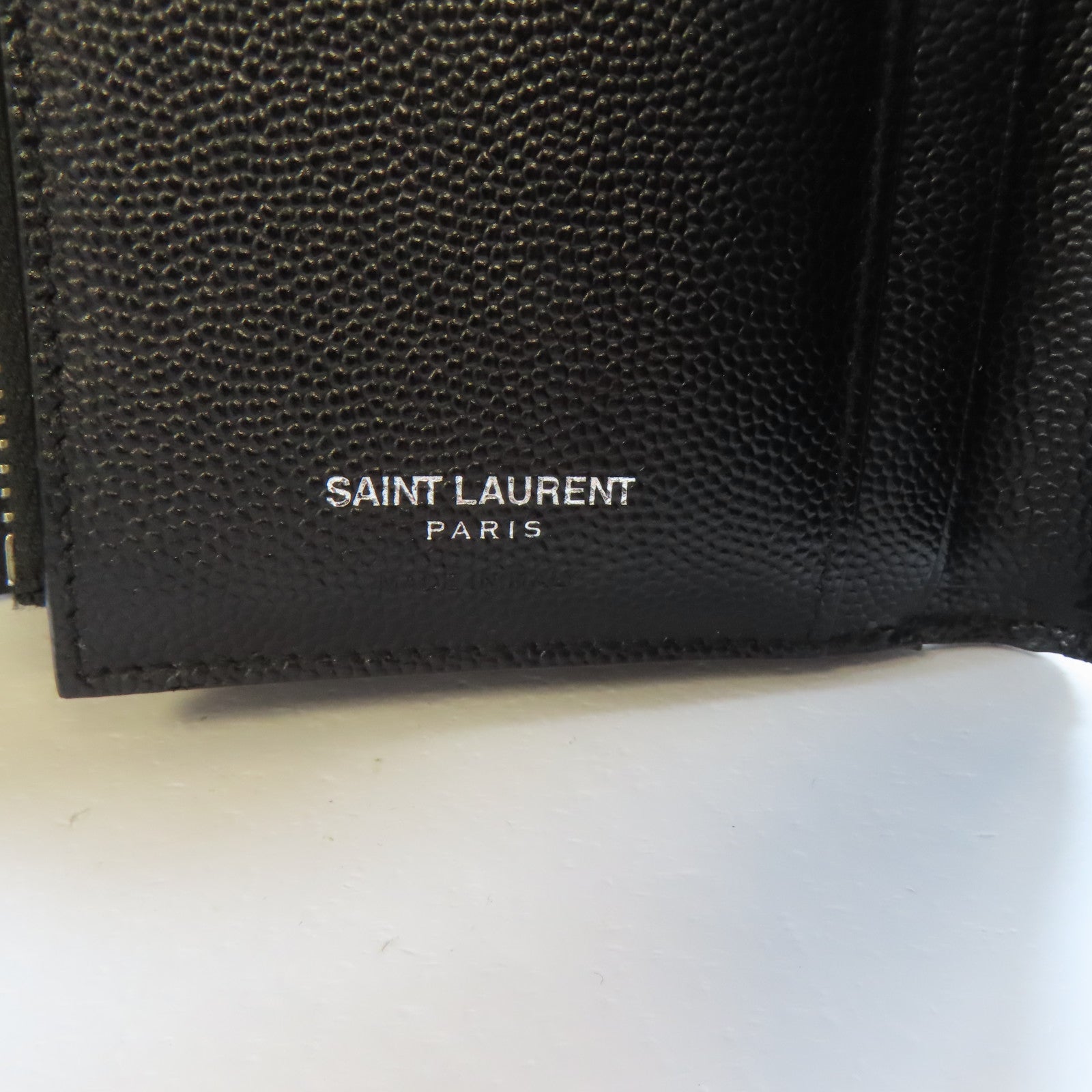 SAINT LAURENT 牛皮皮革Wallet銀扣錢包黑色