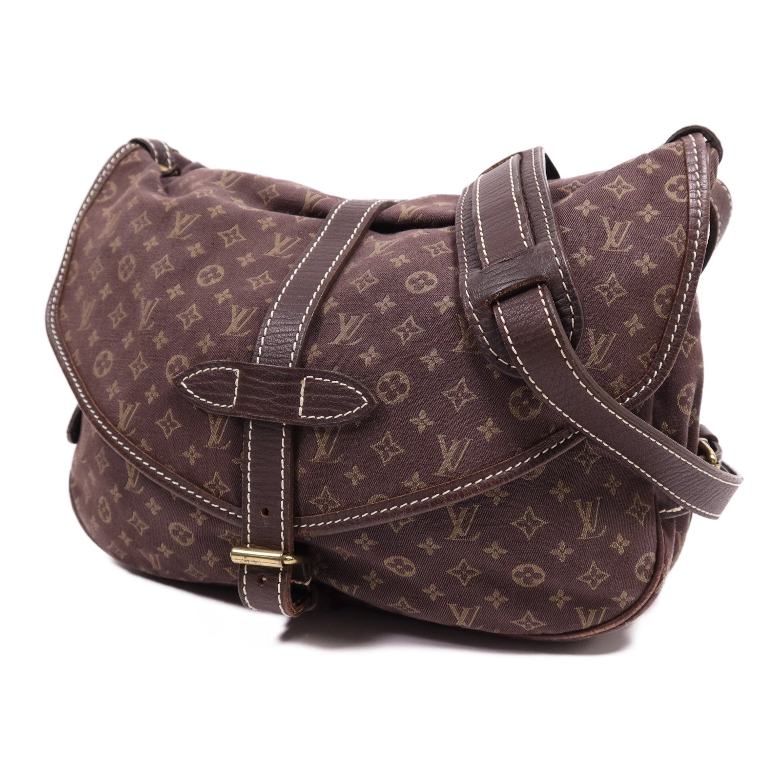LOUIS VUITTON Monogram Mini Lin Saumur 30金扣肩背袋
