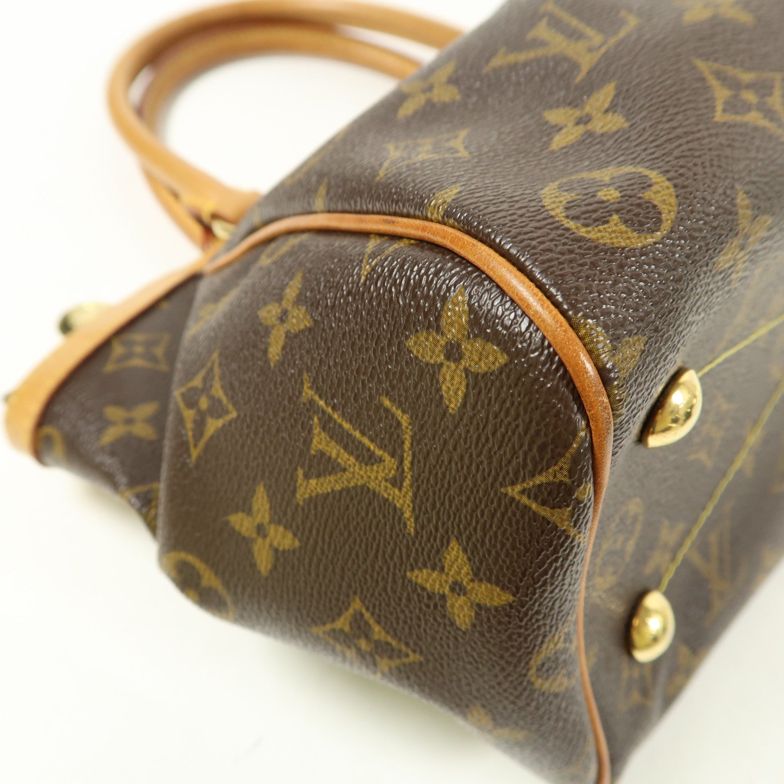 LOUIS VUITTON Monogram Tivoli PM金扣手挽袋棕色
