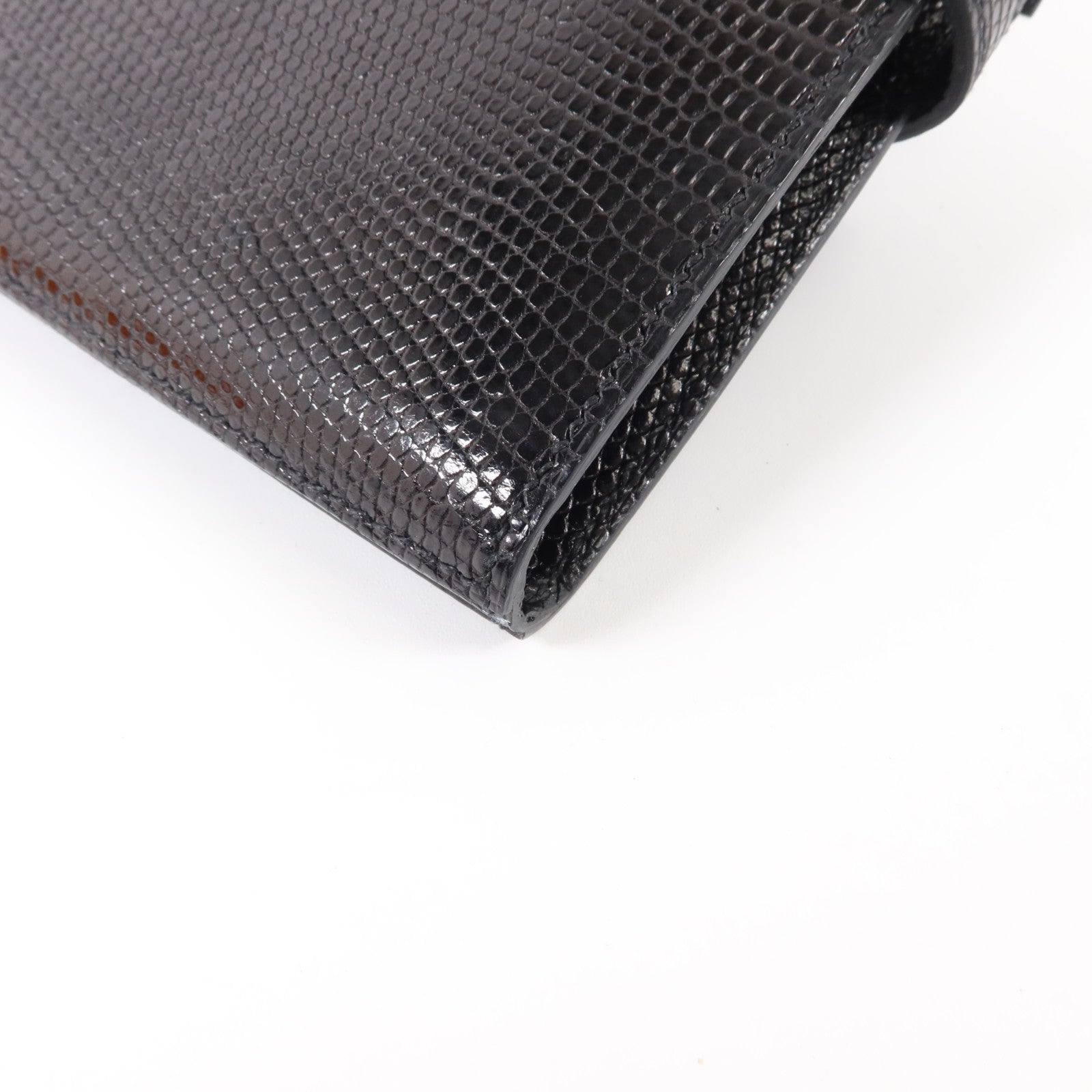 HERMES 蜥蝪皮革Kelly Long Wallet銀扣長錢包Noir