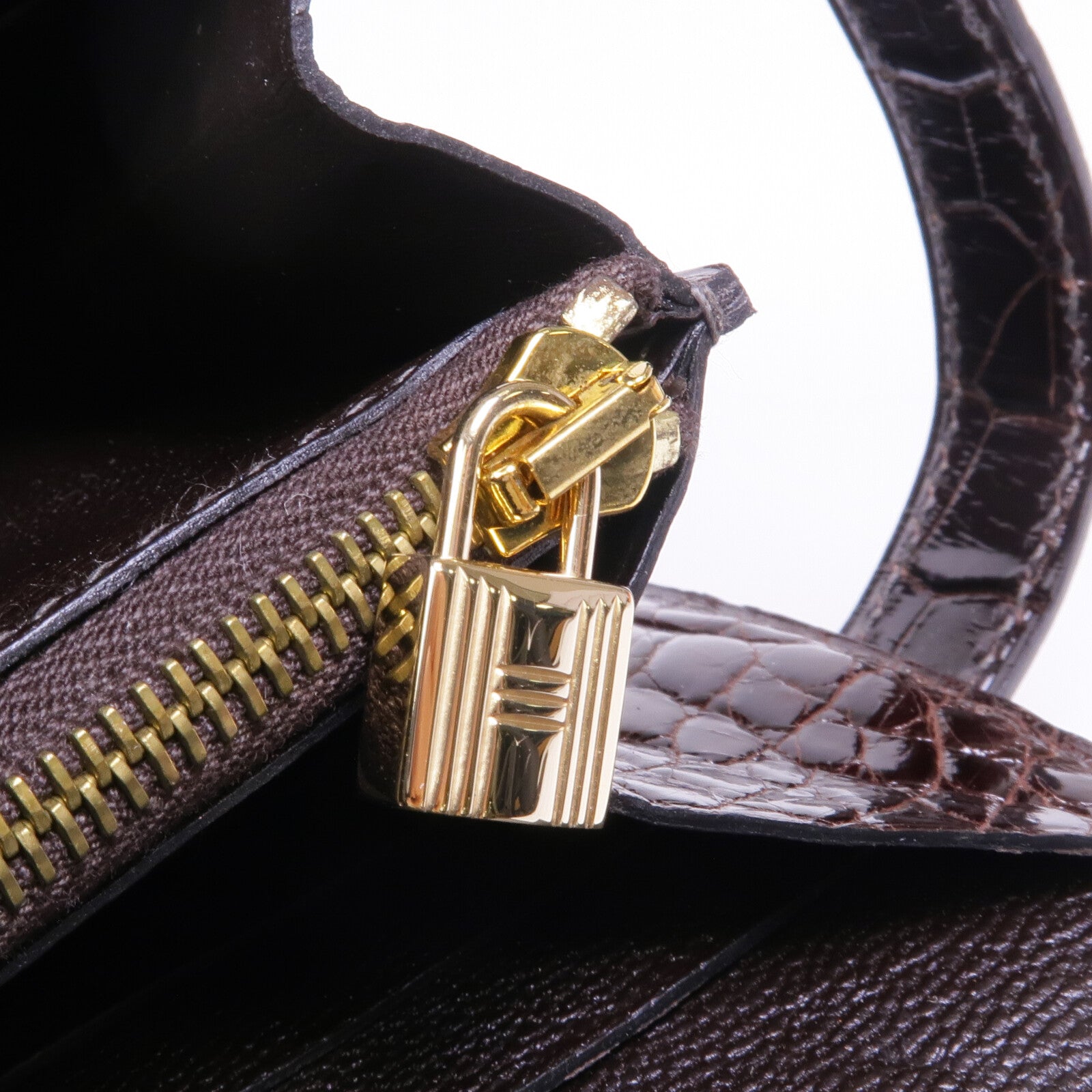 HERMES 【激減優惠】Alligator皮革Kelly Long Wallet金扣長錢包