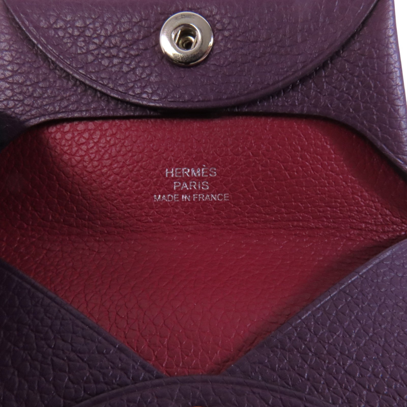 HERMES Chevre皮革Bastia Coin Purse銀扣零錢包