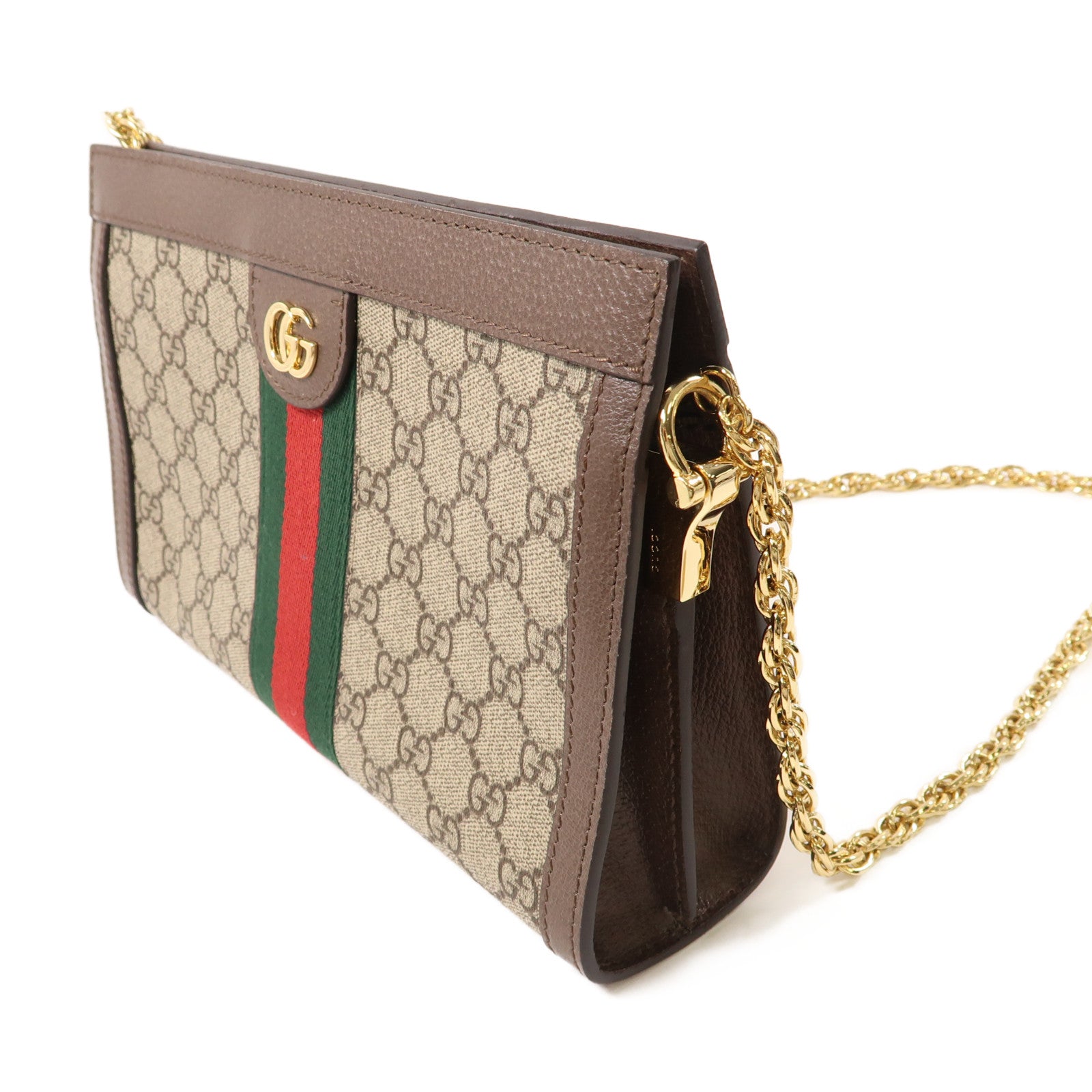 GUCCI 塗層帆布Shoulder Bag金扣肩背袋啡色