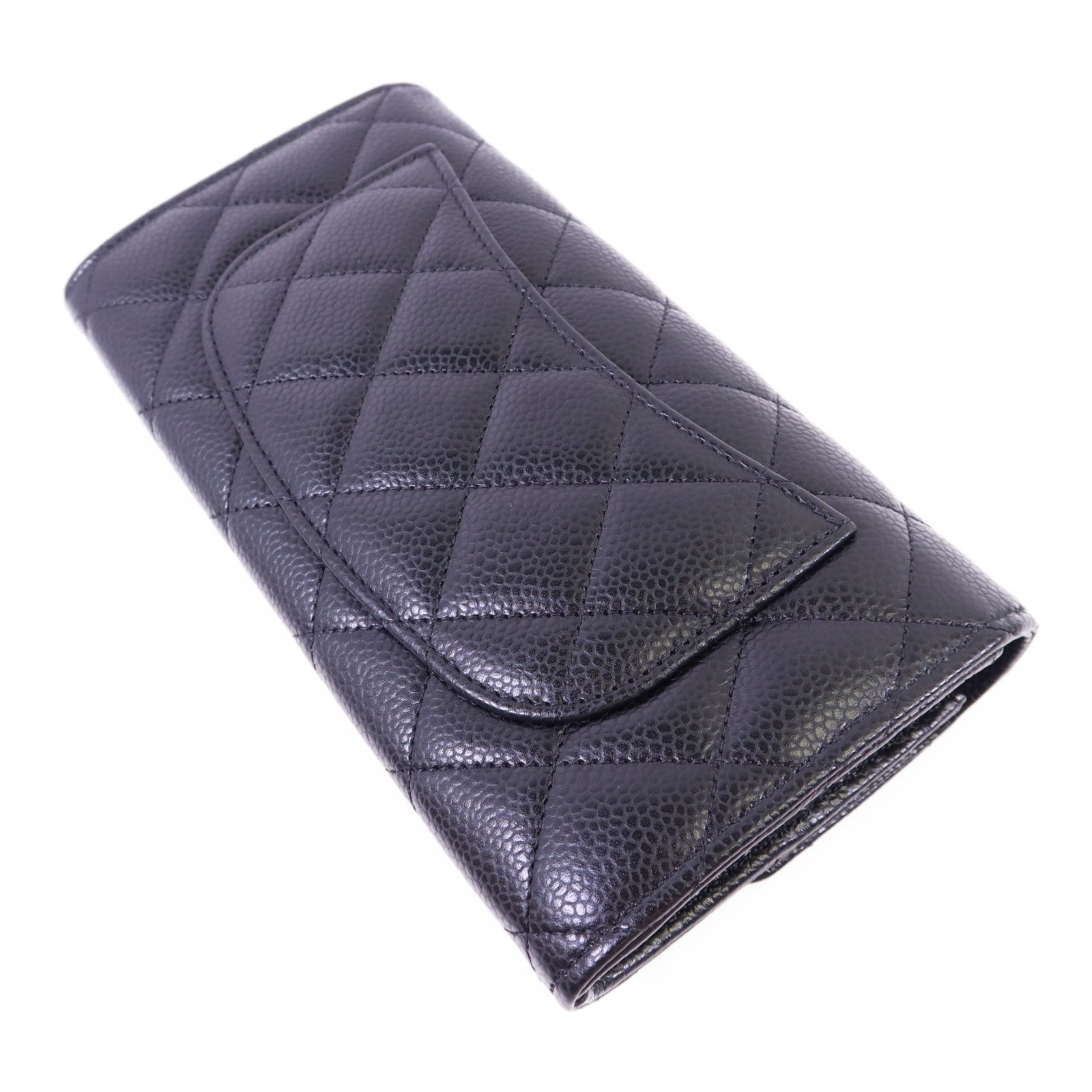 CHANEL 牛皮皮革Long Wallet金扣長錢包