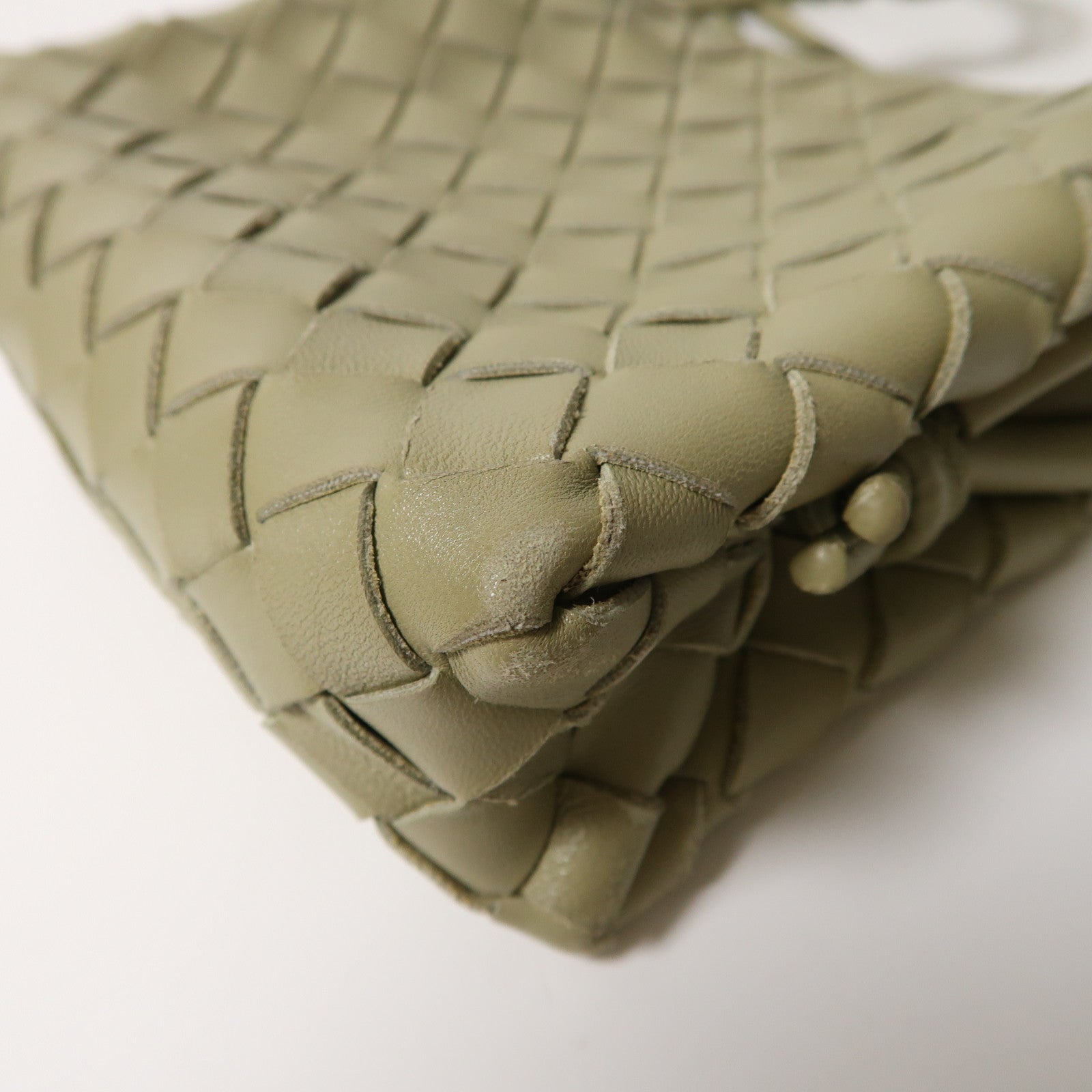 BOTTEGA VENETA 織紋皮革Shoulder Bag金扣肩背袋綠色
