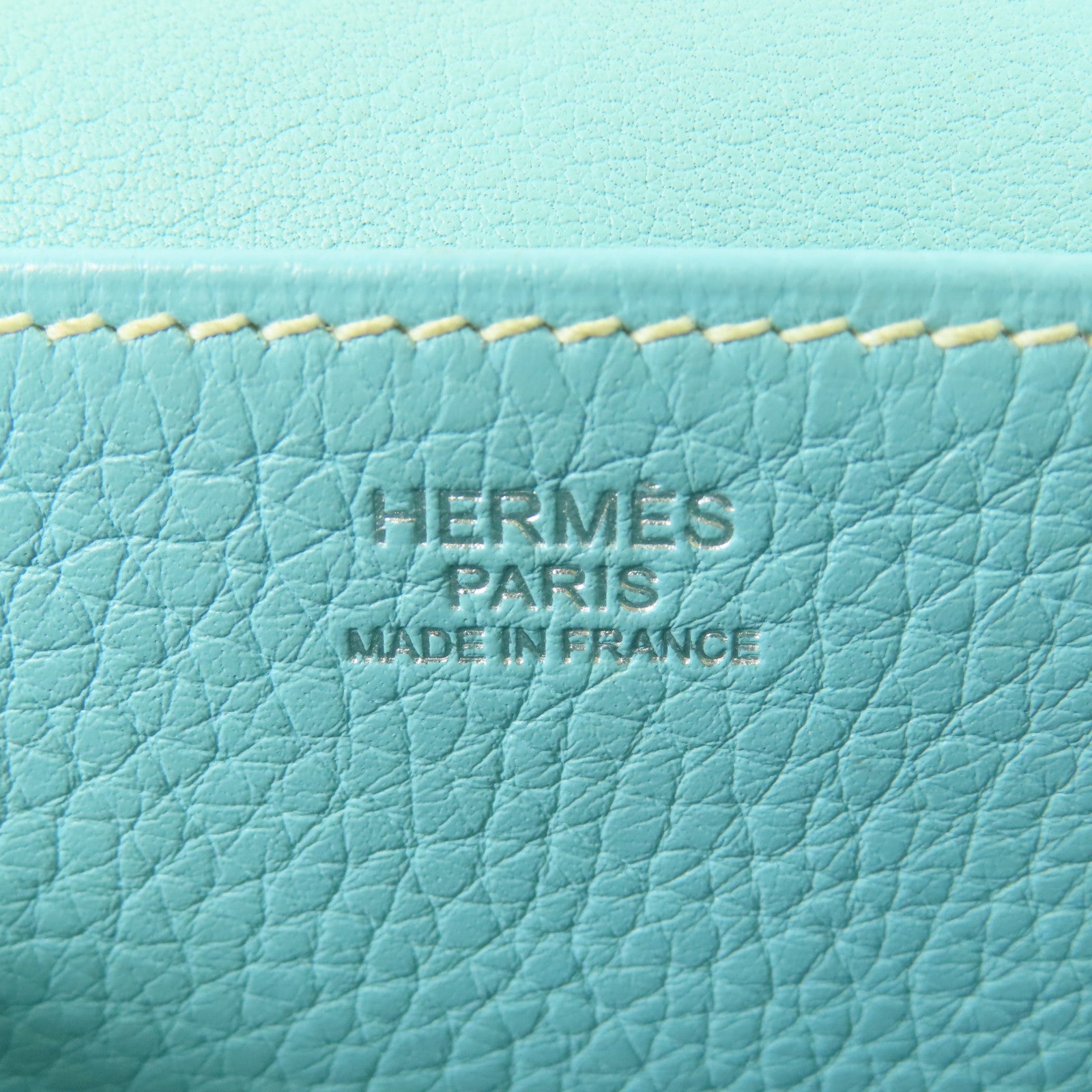 HERMES Clemence皮革Halzan 31銀扣3P Bleu Atoll/蒂芬尼藍