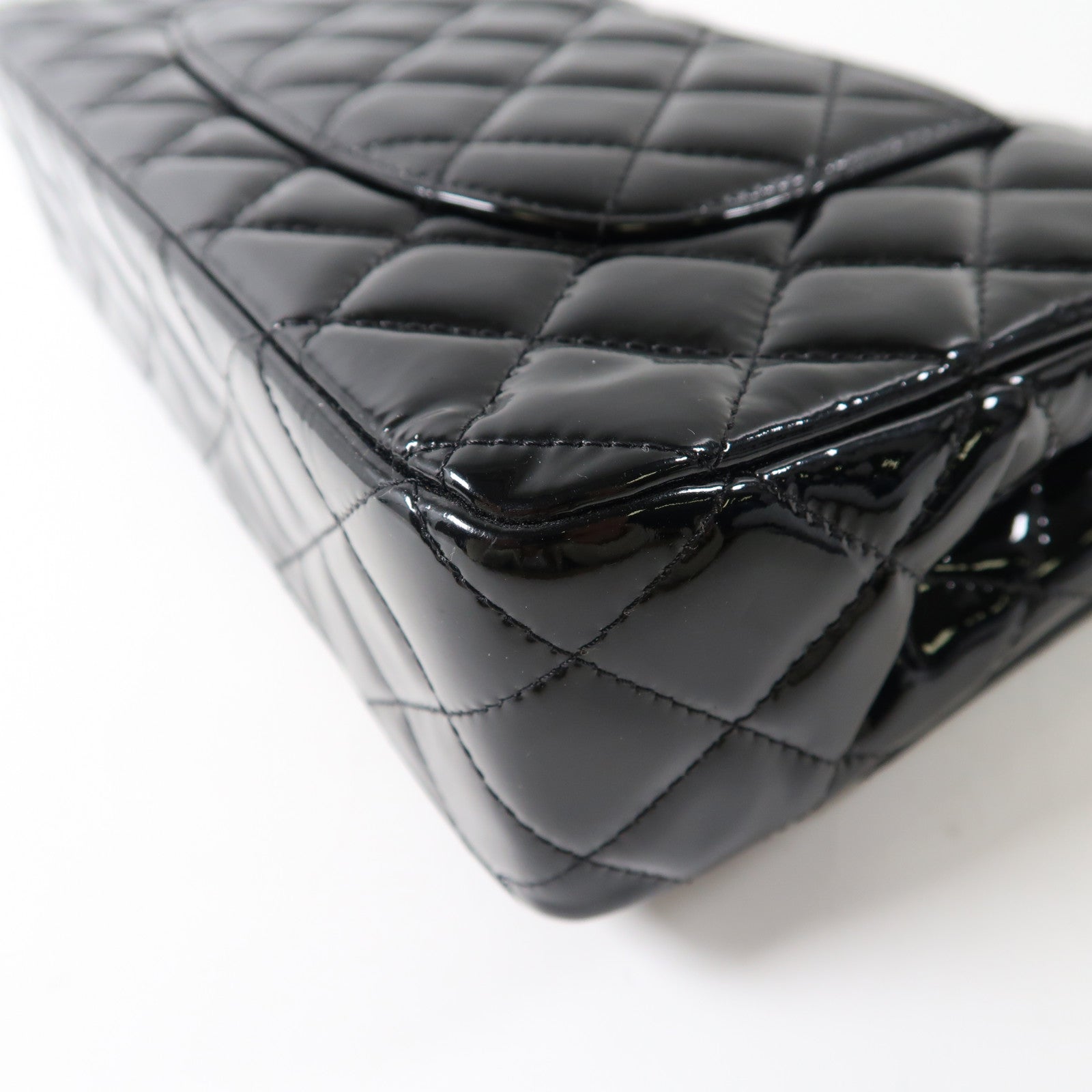 CHANEL 【激減優惠】漆皮皮革Chain Shoulder銀扣鏈帶肩背袋黑色