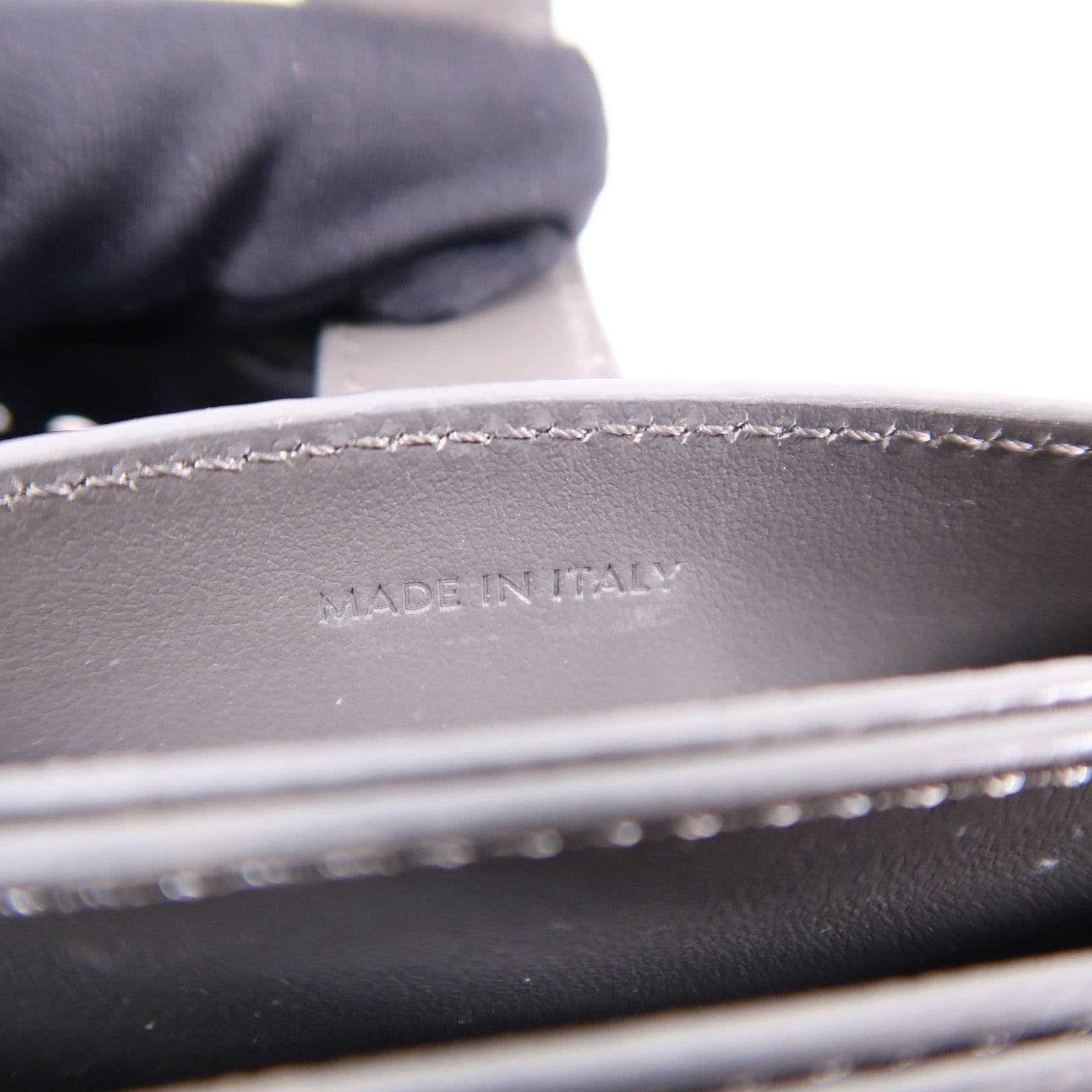 CELINE GHW Card Case Calfskin Leather Gray