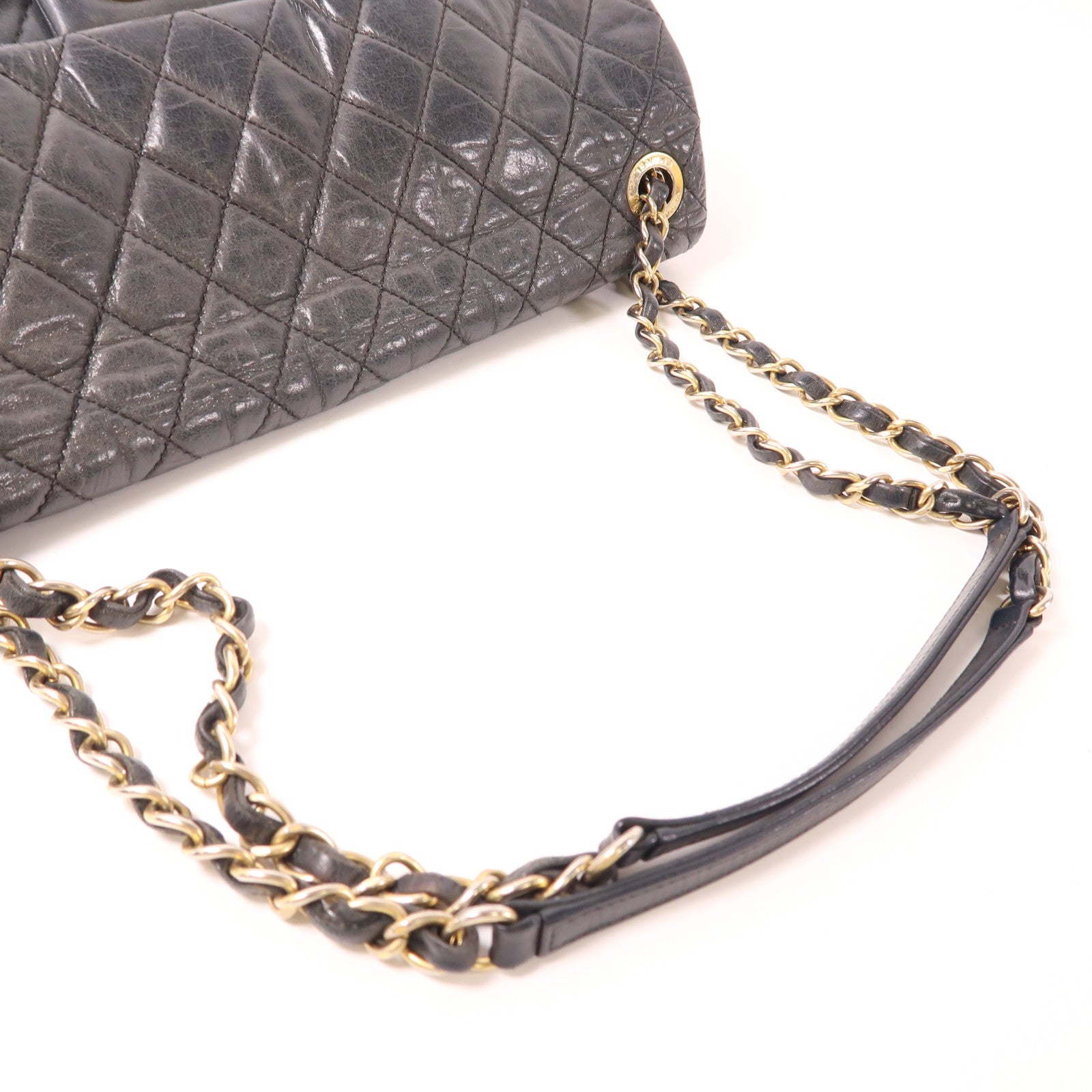 CHANEL 牛皮皮革Chain Shoulder金扣鏈帶肩背袋