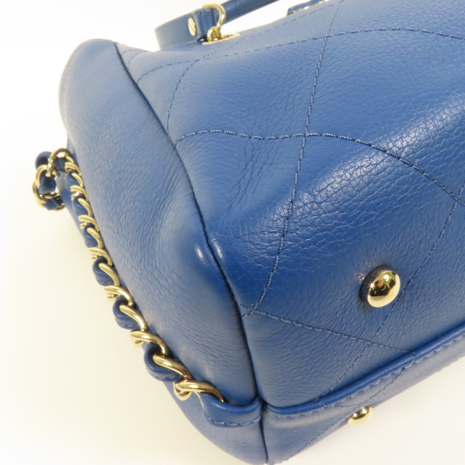 CHANEL 牛皮皮革Chain Shoulder金扣手挽肩背兩用袋