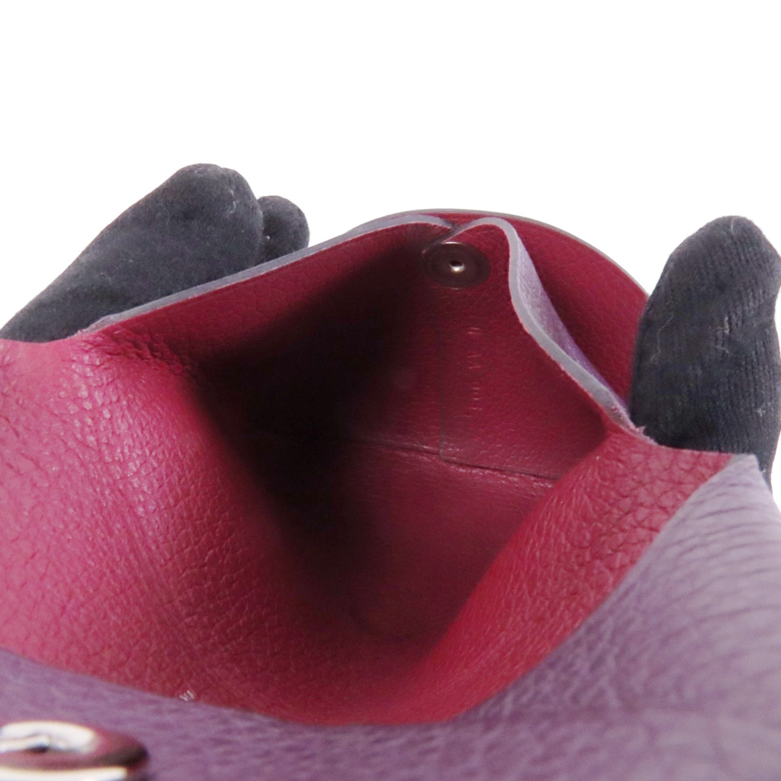 HERMES Chevre皮革Bastia Coin Purse銀扣零錢包