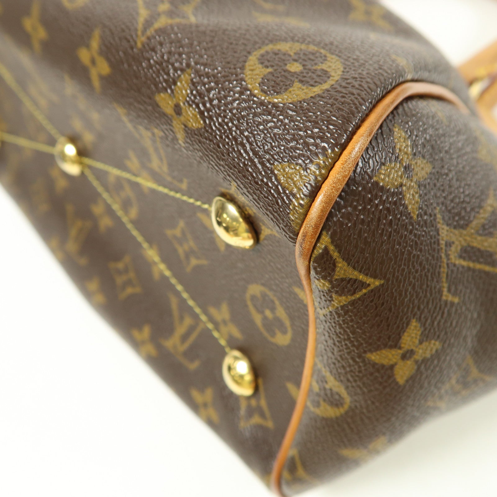 LOUIS VUITTON Monogram Tivoli PM金扣手挽袋棕色