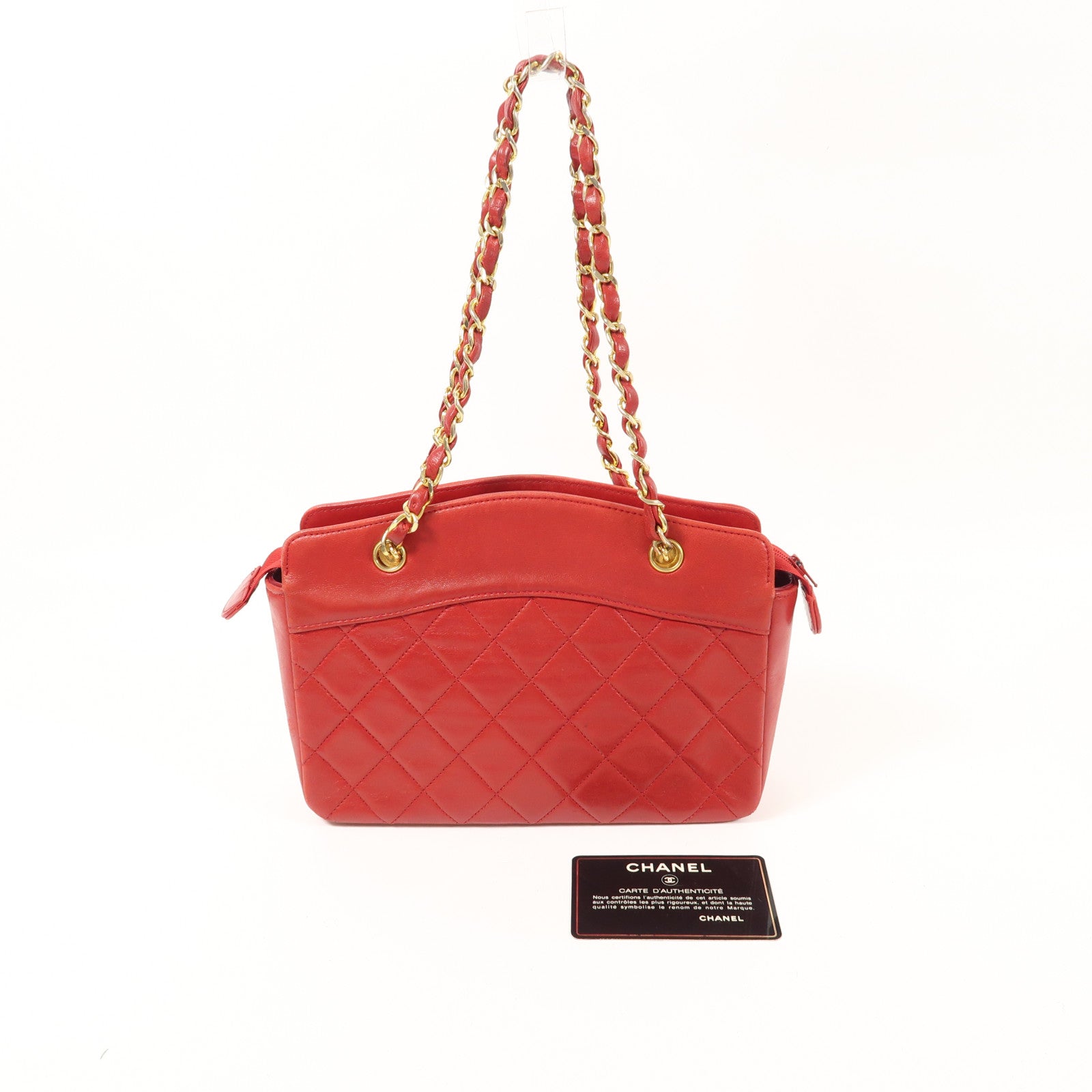 CHANEL 皮革Vintage Chain Shoulder金扣鏈帶肩背袋