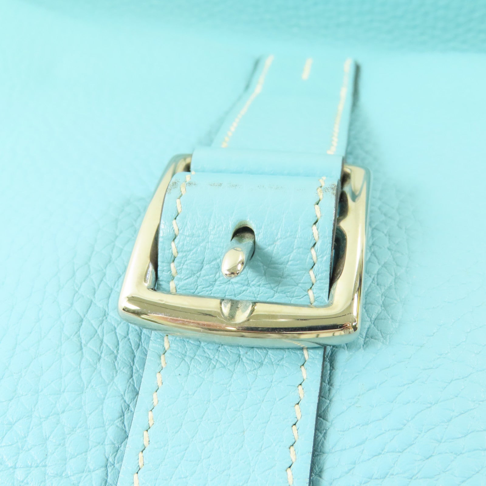 HERMES Clemence皮革Halzan 31銀扣3P Bleu Atoll/蒂芬尼藍