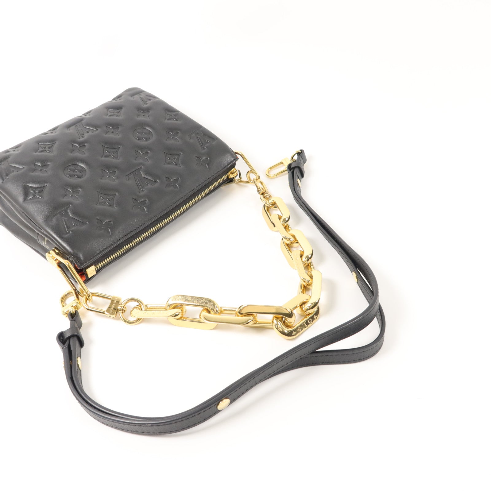 LOUIS VUITTON Monogram Embossed Puffy Coussin BB鏈帶手挽肩背兩用袋