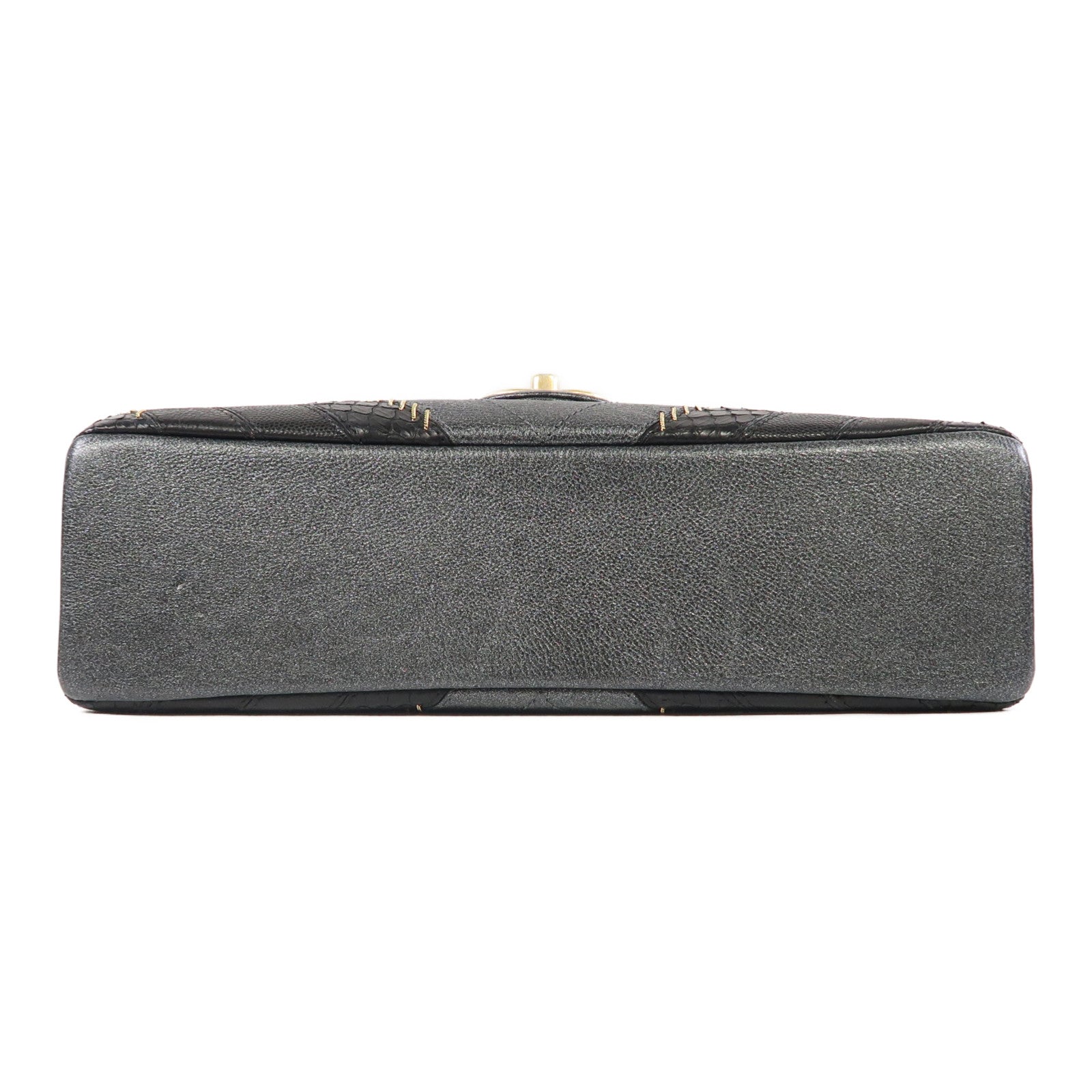 CHANEL 【激減優惠】牛皮皮革/蛇皮皮革Shoulder Bag金扣鏈帶肩背袋黑色