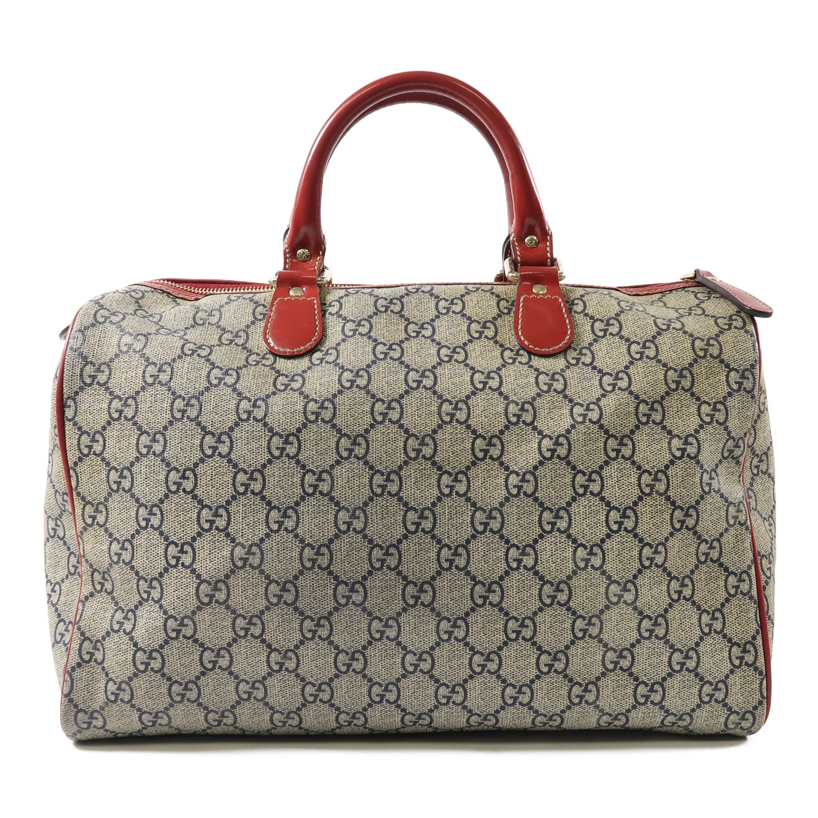 GUCCI 塗層帆布Hand Bag金扣手挽袋啡色/紅色