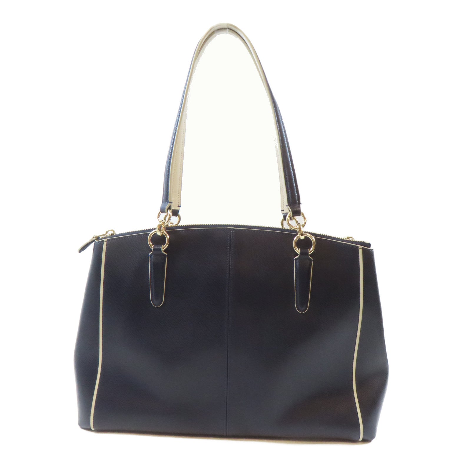 COACH 皮革2 Way Shoulder Bag金扣手挽肩背兩用袋深藍色