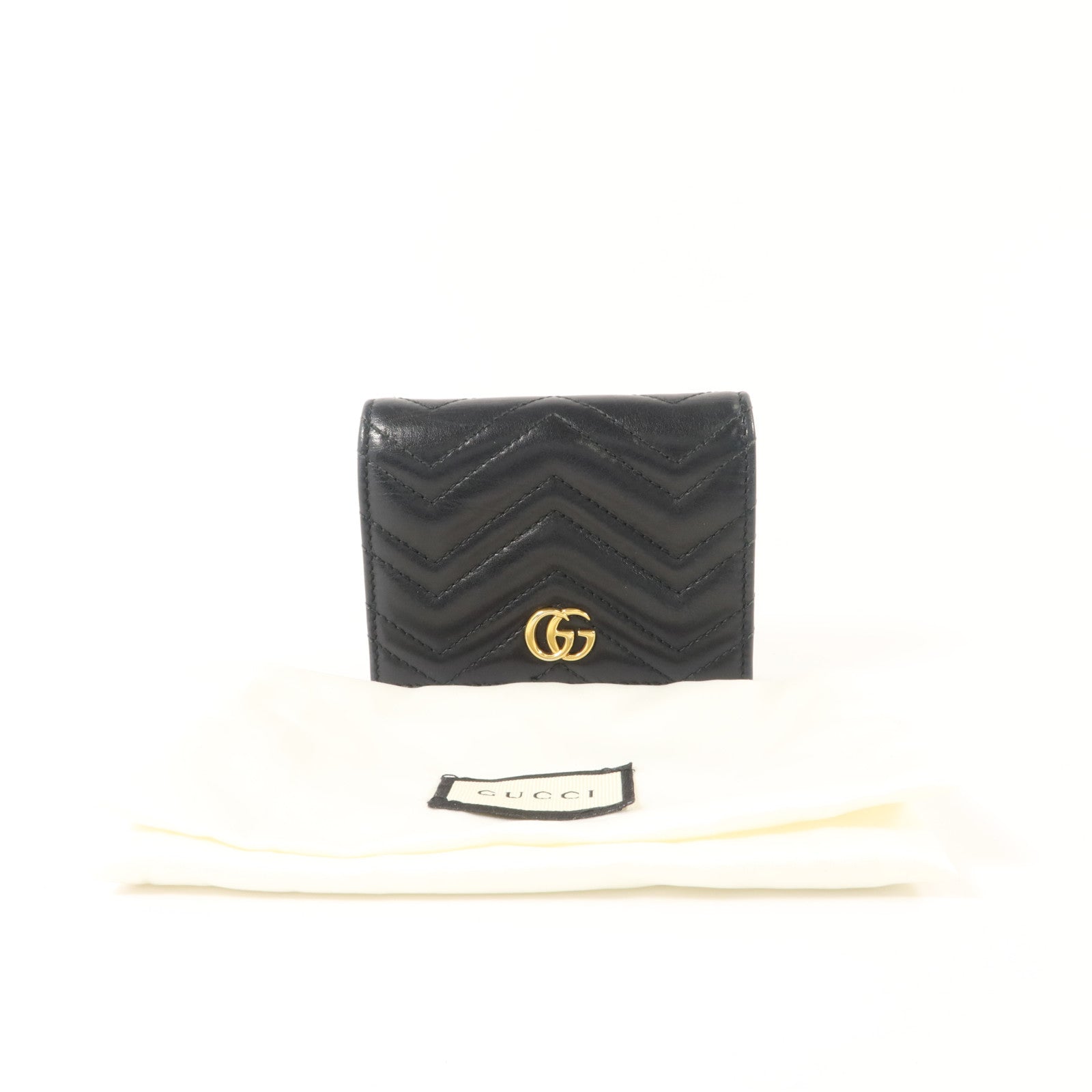 GUCCI 牛皮皮革GG Marmont Card Case Wallet金扣錢包