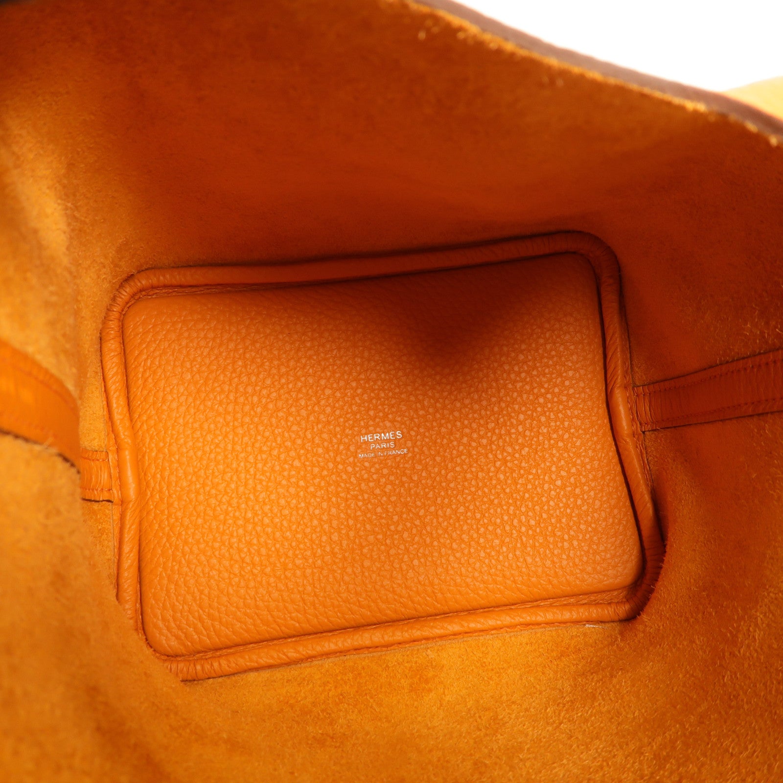 HERMES PHW Picotin PM Handbag Clemence Leather Orange