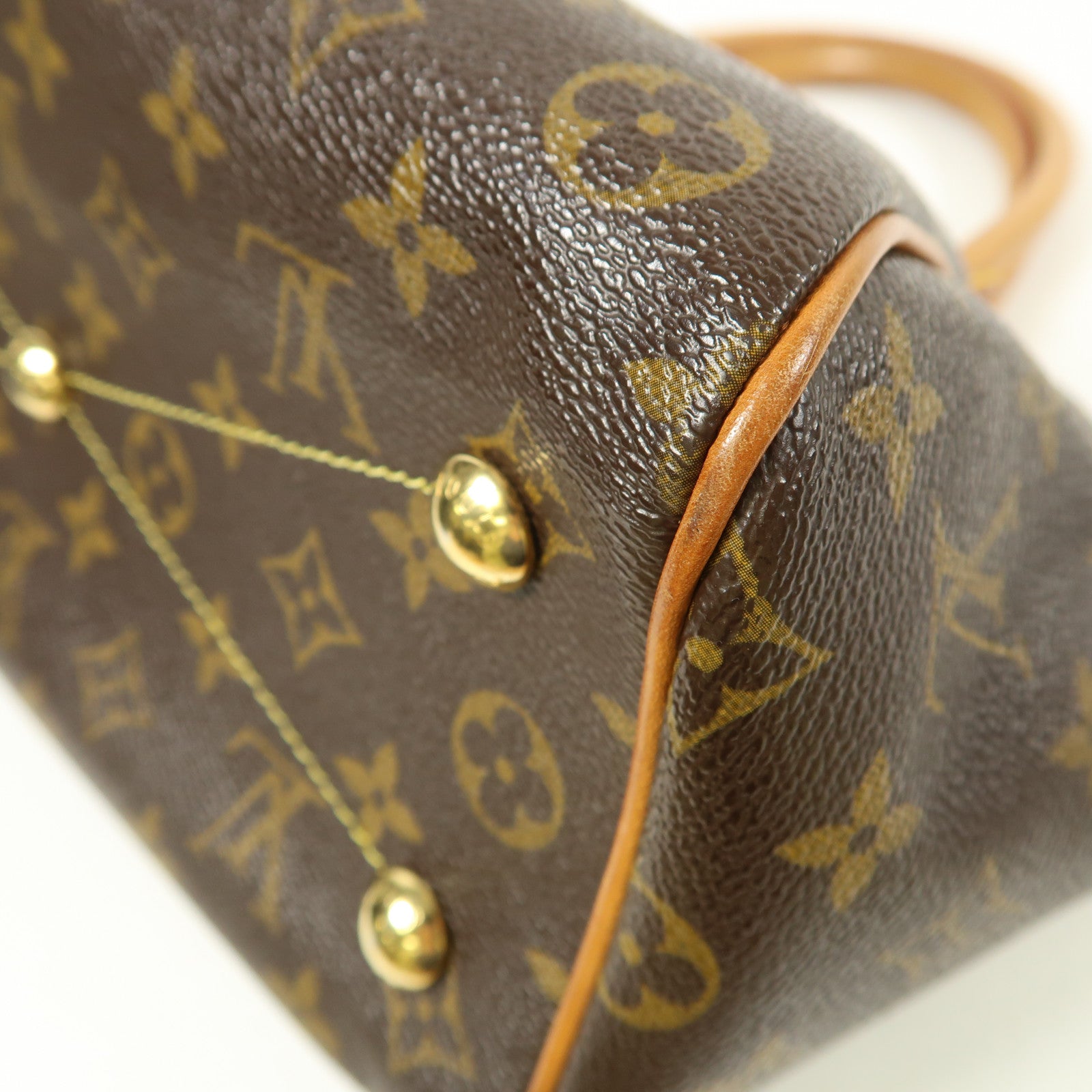 LOUIS VUITTON Monogram Tivoli PM金扣手挽袋棕色