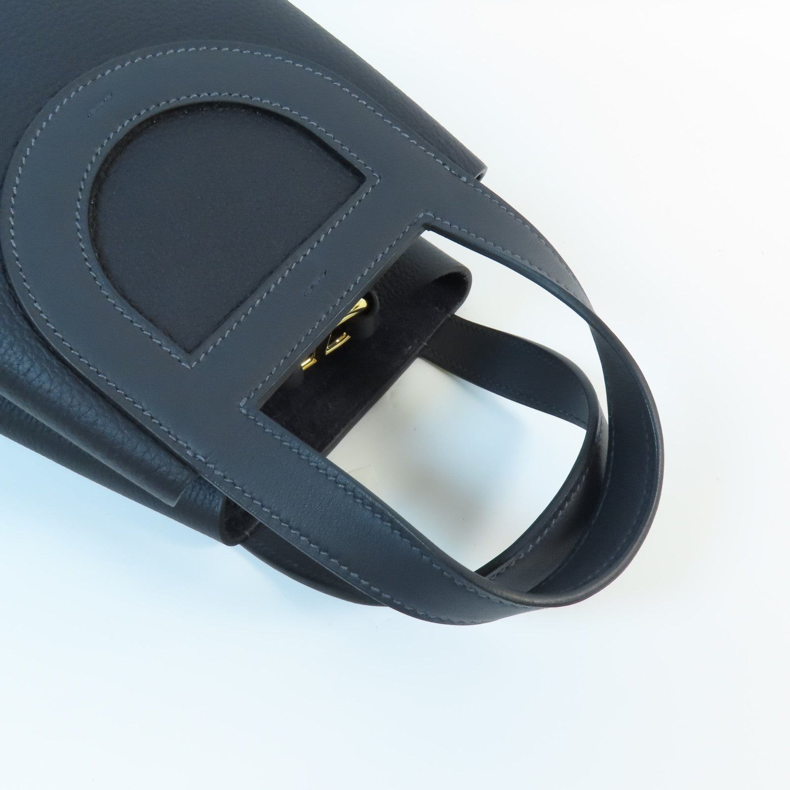 HERMES【激減優惠】 Clemence皮革In The Loop 18金扣手挽袋Bleu Nuit