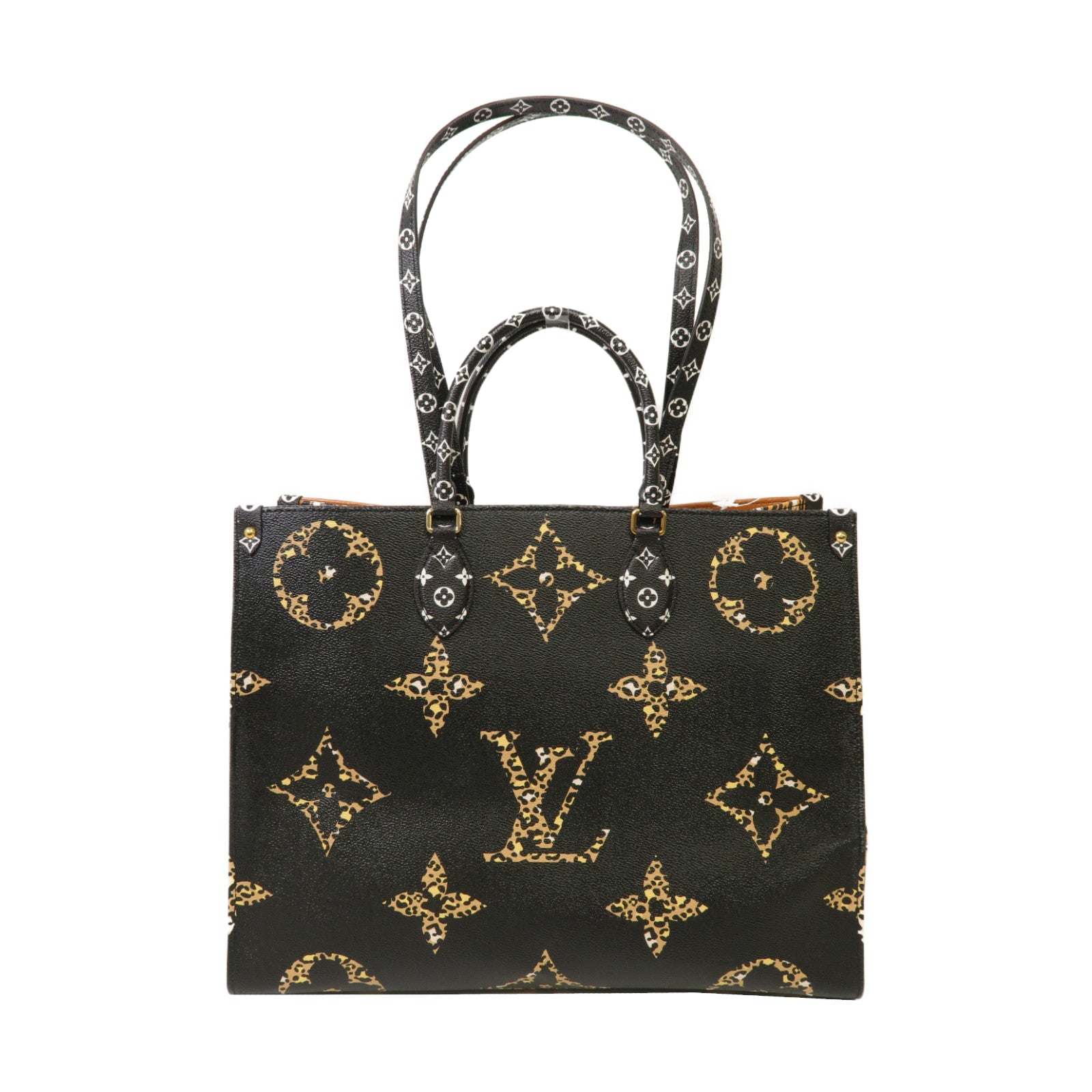 LOUIS VUITTON 【激減優惠】Monogram Jungle On The Go GM金扣手挽肩背兩用袋黑色/啡色