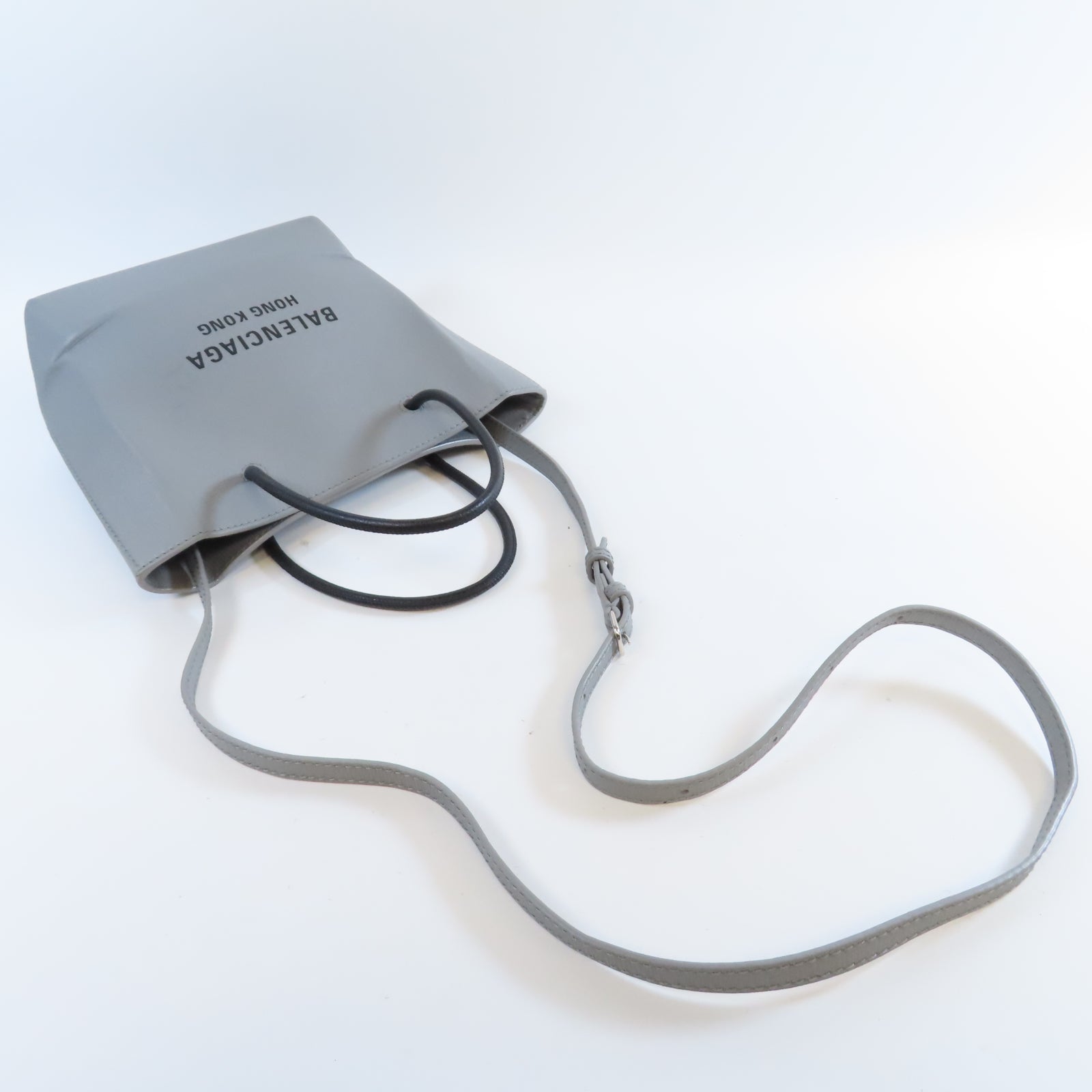 BALENCIAGA 【激減優惠】牛皮皮革Shoulder Bag XXS銀扣手挽肩背兩用袋灰色