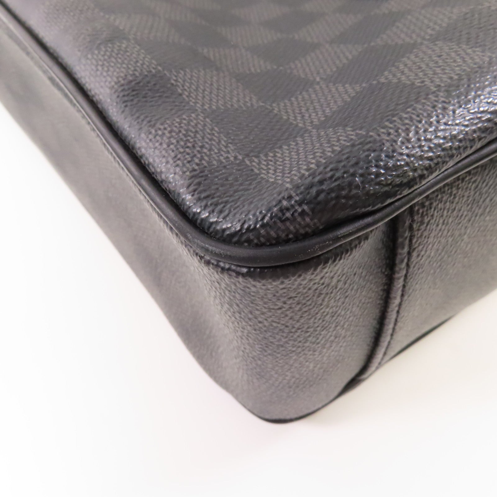 LOUIS VUITTON Damier Graphite Tadao MM銀扣手挽肩背兩用袋