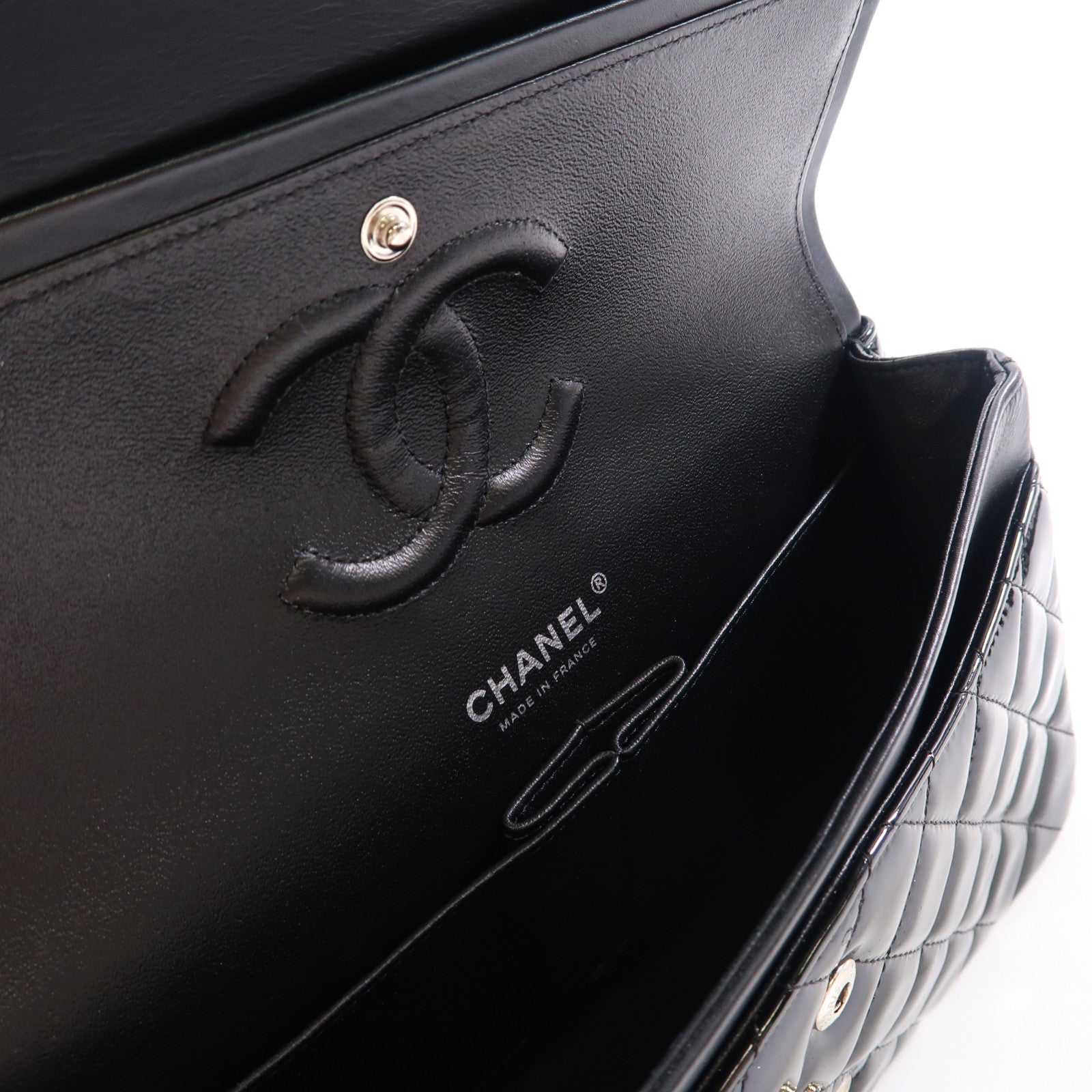 CHANEL 【激減優惠】漆皮皮革Chain Shoulder銀扣鏈帶肩背袋黑色