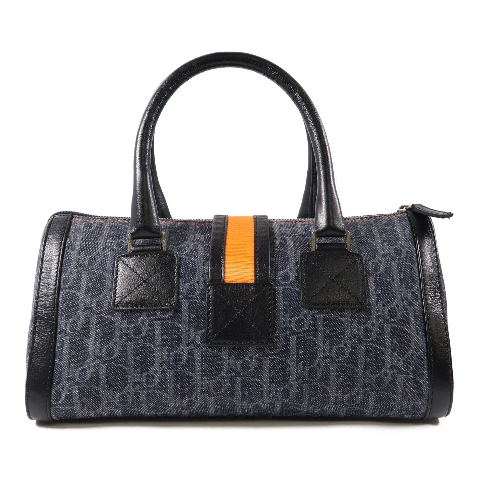Dior 帆布/皮革Handbag銀扣手挽袋藍色
