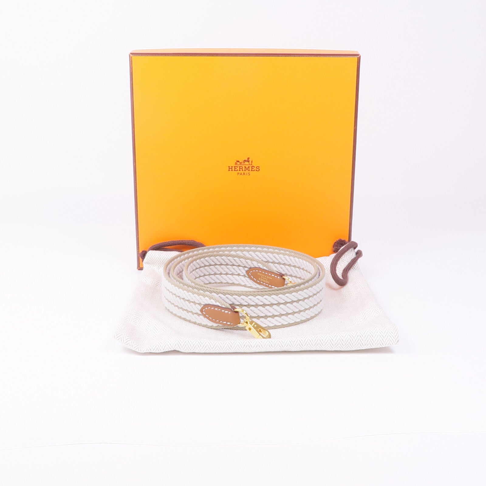 HERMES 帆布Shoulder Strap金扣肩帶