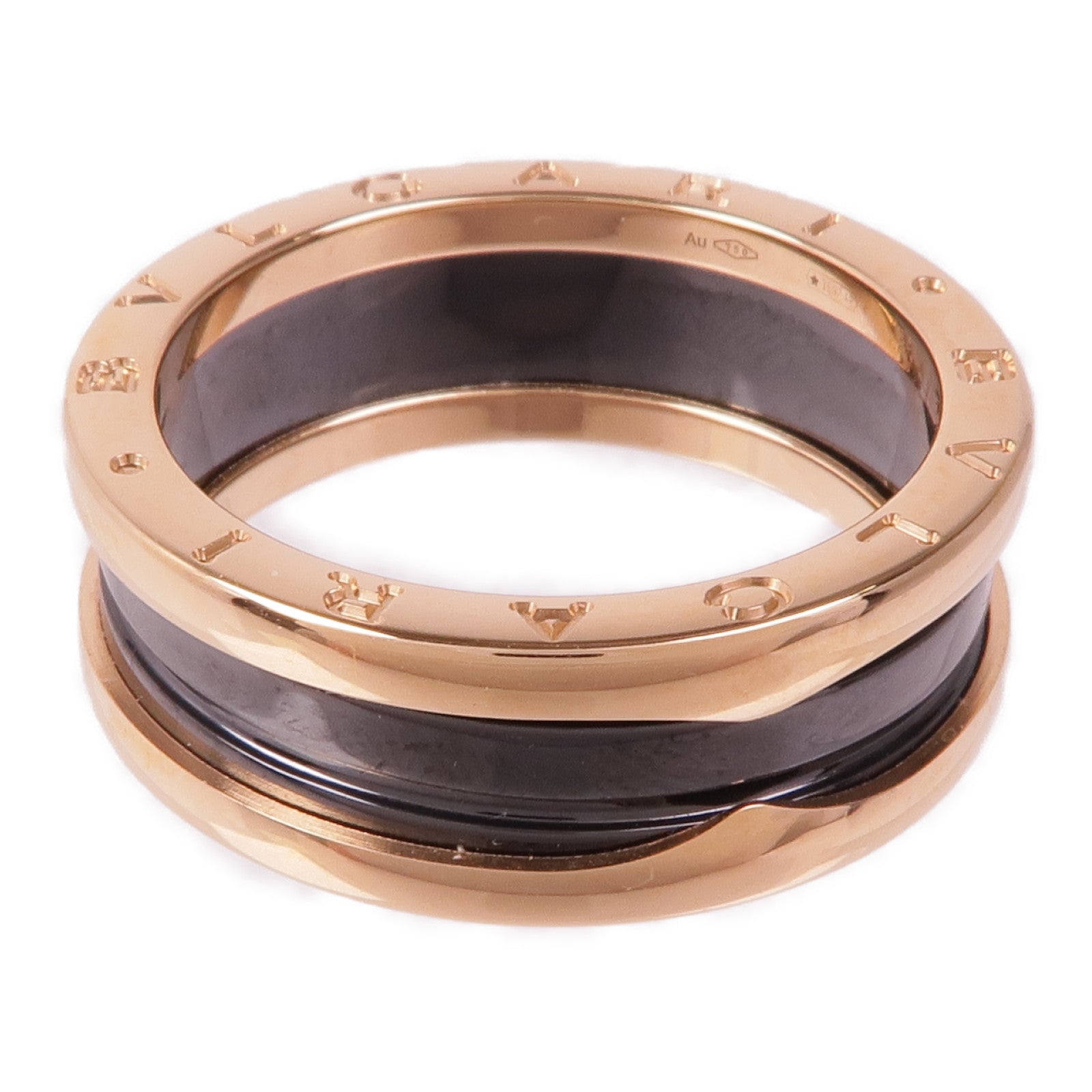 BVLGARI 18K玫瑰金/陶瓷B.zero1 2 Band戒指Bvlgari#64/US#10