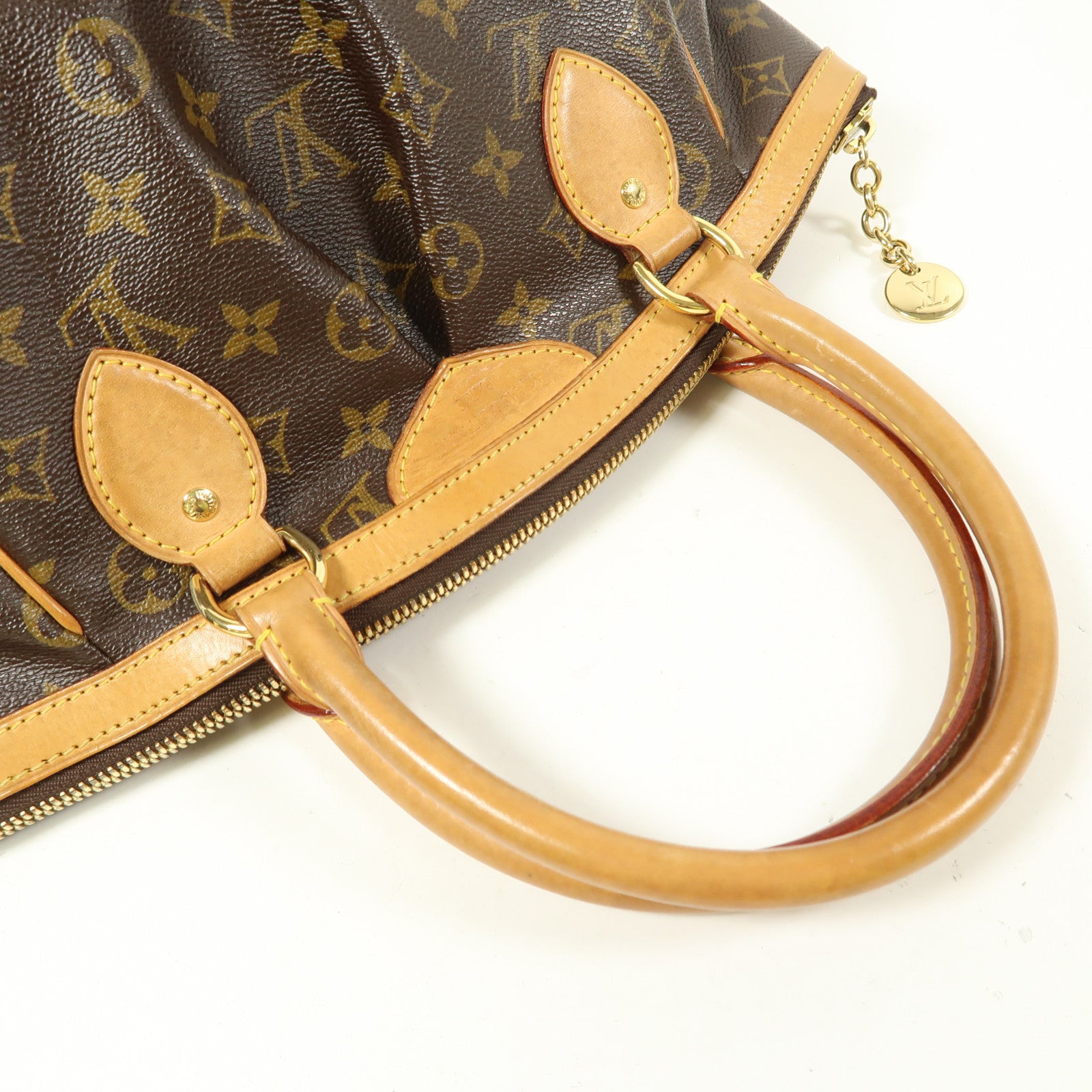 LOUIS VUITTON Monogram Tivoli PM金扣手挽袋棕色