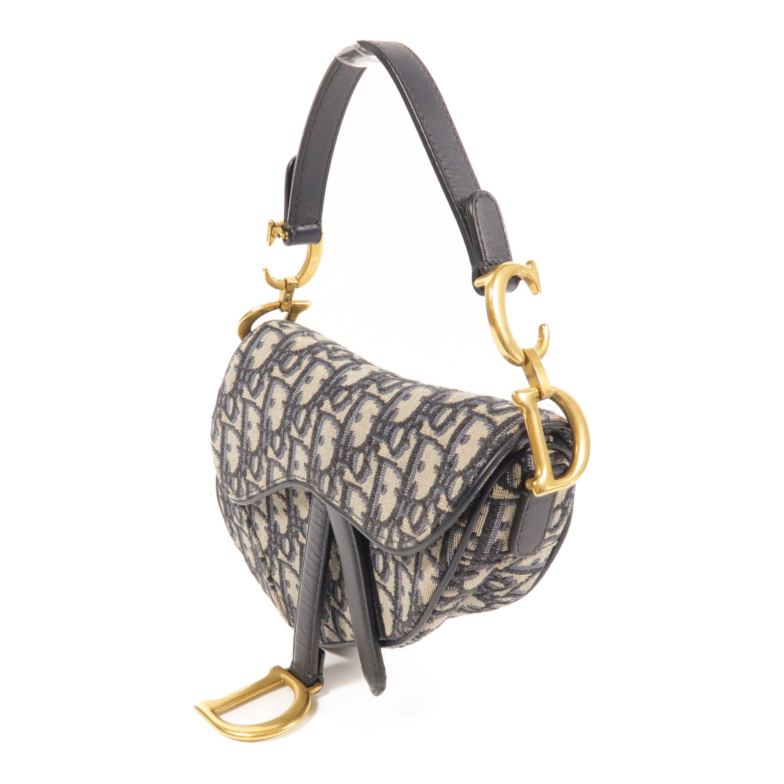 Dior CD GHW Mini Saddle Shoulder Bag Canvas M0447 Blue