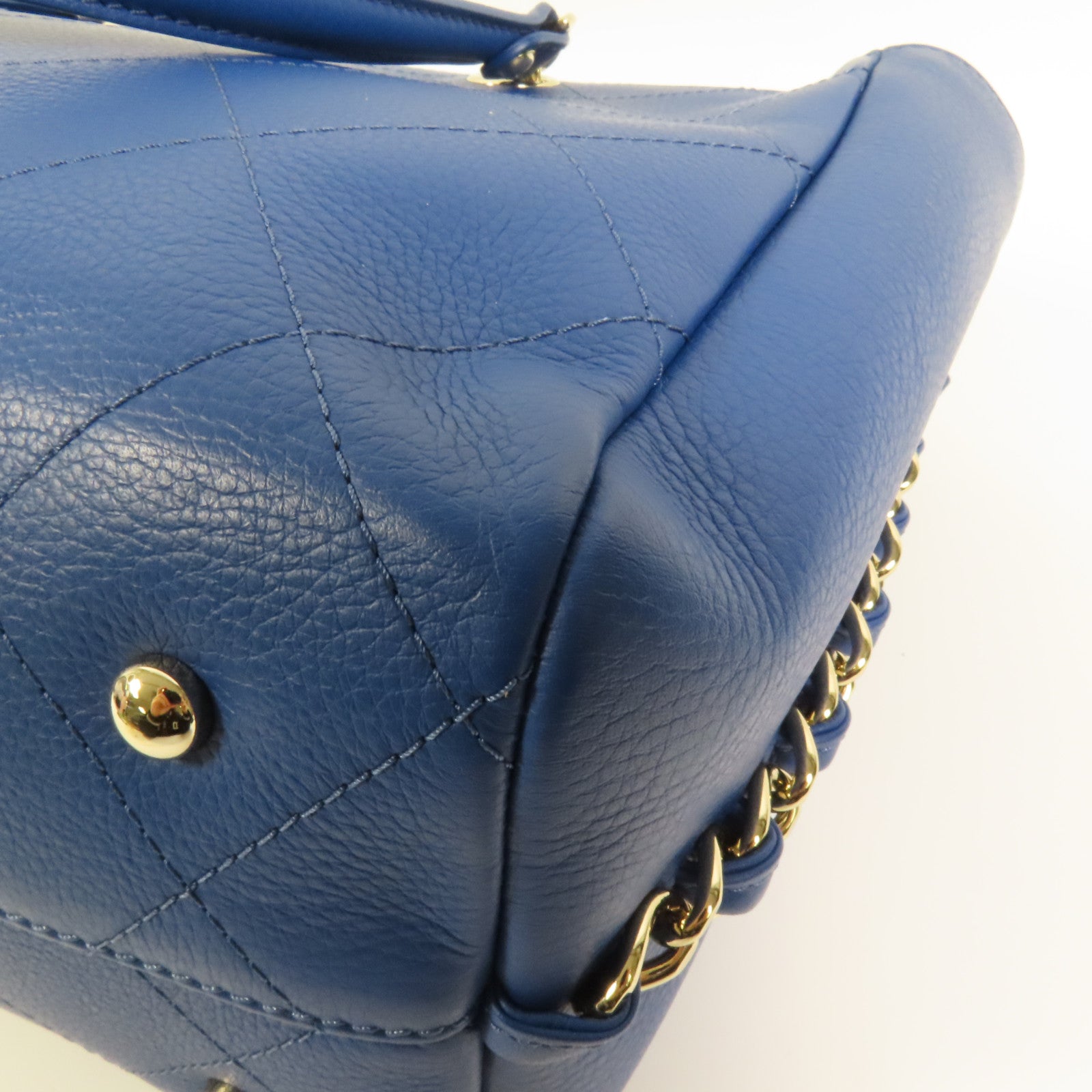 CHANEL 牛皮皮革Chain Shoulder金扣手挽肩背兩用袋