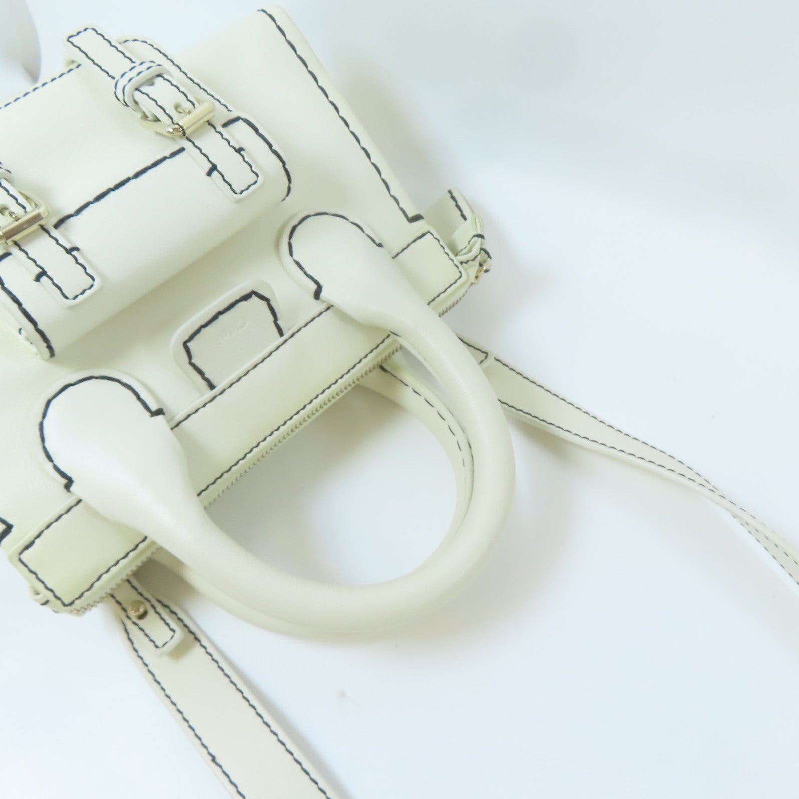 Chloe 牛皮皮革Edith Mini金扣手挽肩背兩用袋白色