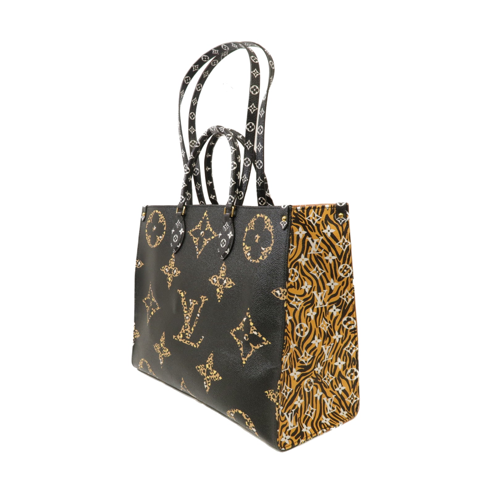 LOUIS VUITTON 【激減優惠】Monogram Jungle On The Go GM金扣手挽肩背兩用袋黑色/啡色