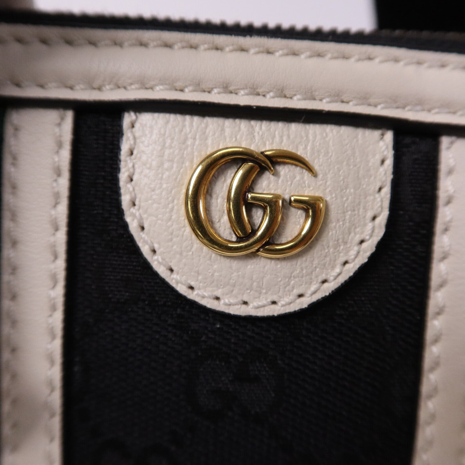 GUCCI 牛皮皮革/帆布Bauletto Small Top Handle金扣手挽肩背兩用袋