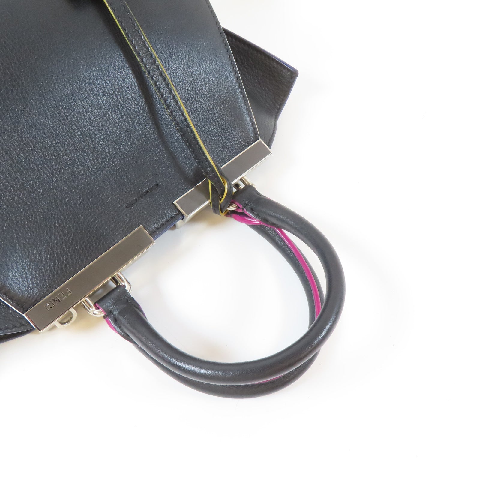 FENDI 牛皮皮革3 Jours 2 Way Shoulder銀扣手挽肩背兩用袋黑色