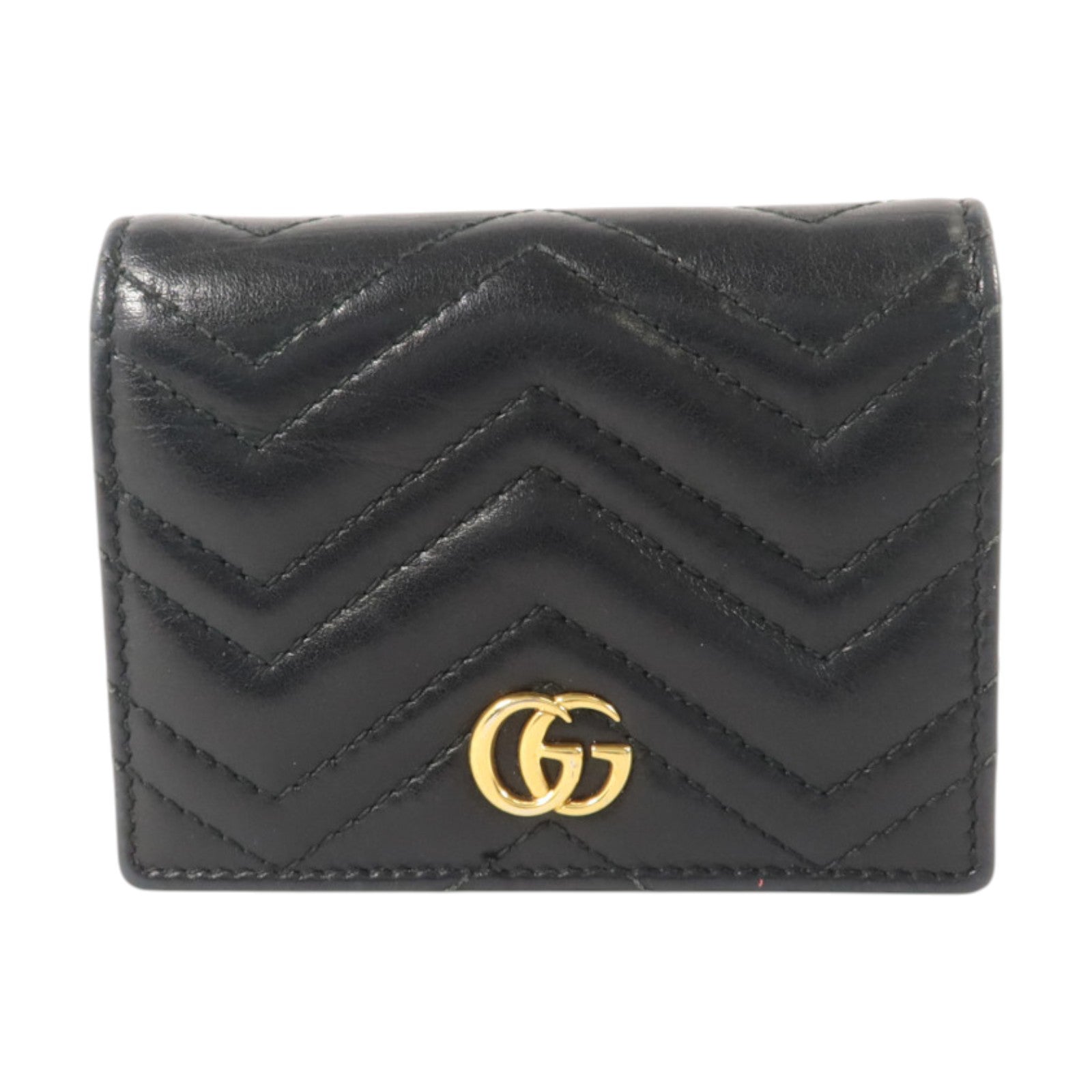 GUCCI 牛皮皮革GG Marmont Card Case Wallet金扣錢包