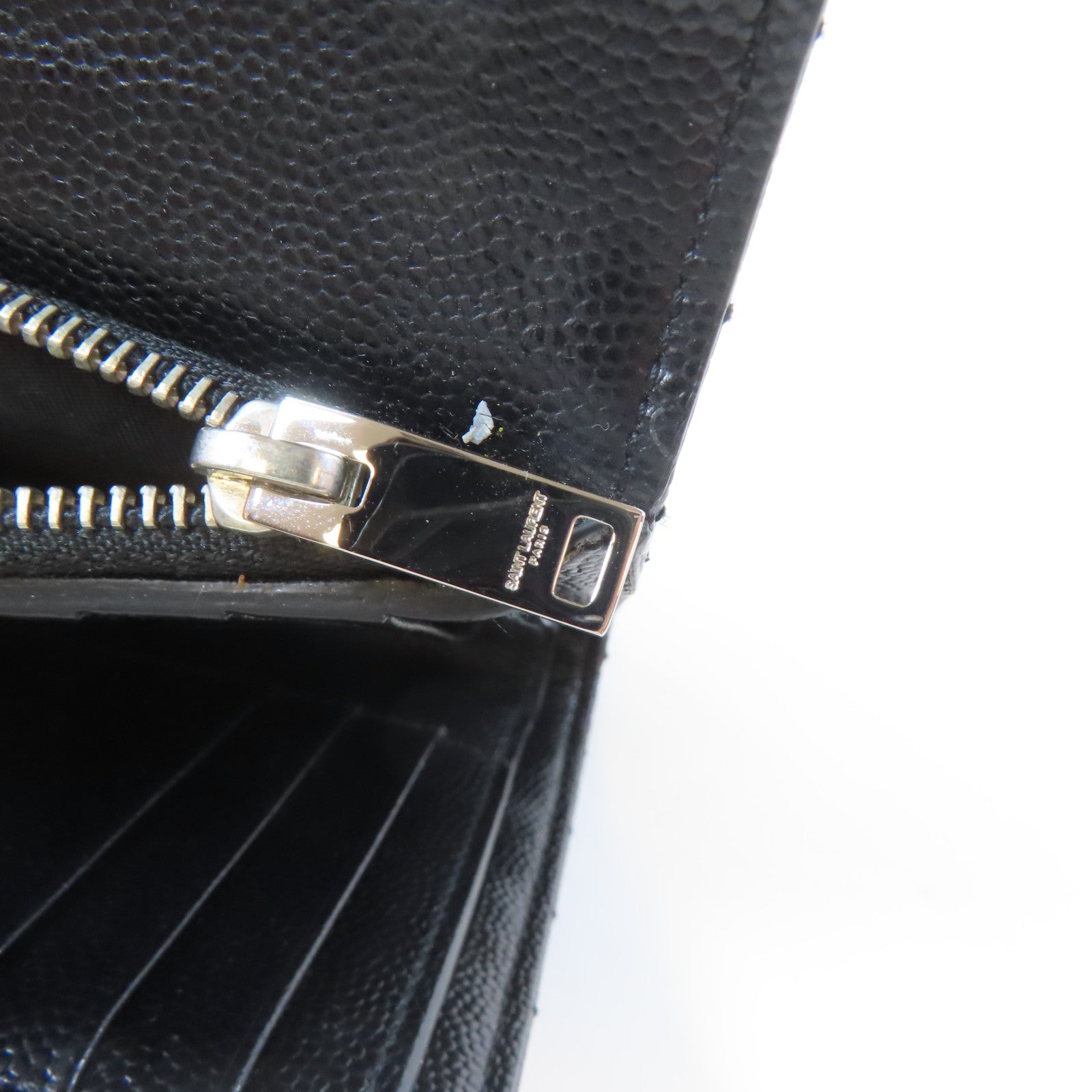 SAINT LAURENT 牛皮皮革Wallet銀扣錢包黑色