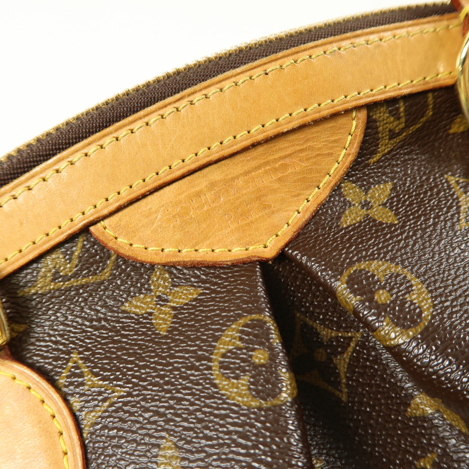 LOUIS VUITTON Monogram Tivoli PM金扣手挽袋棕色
