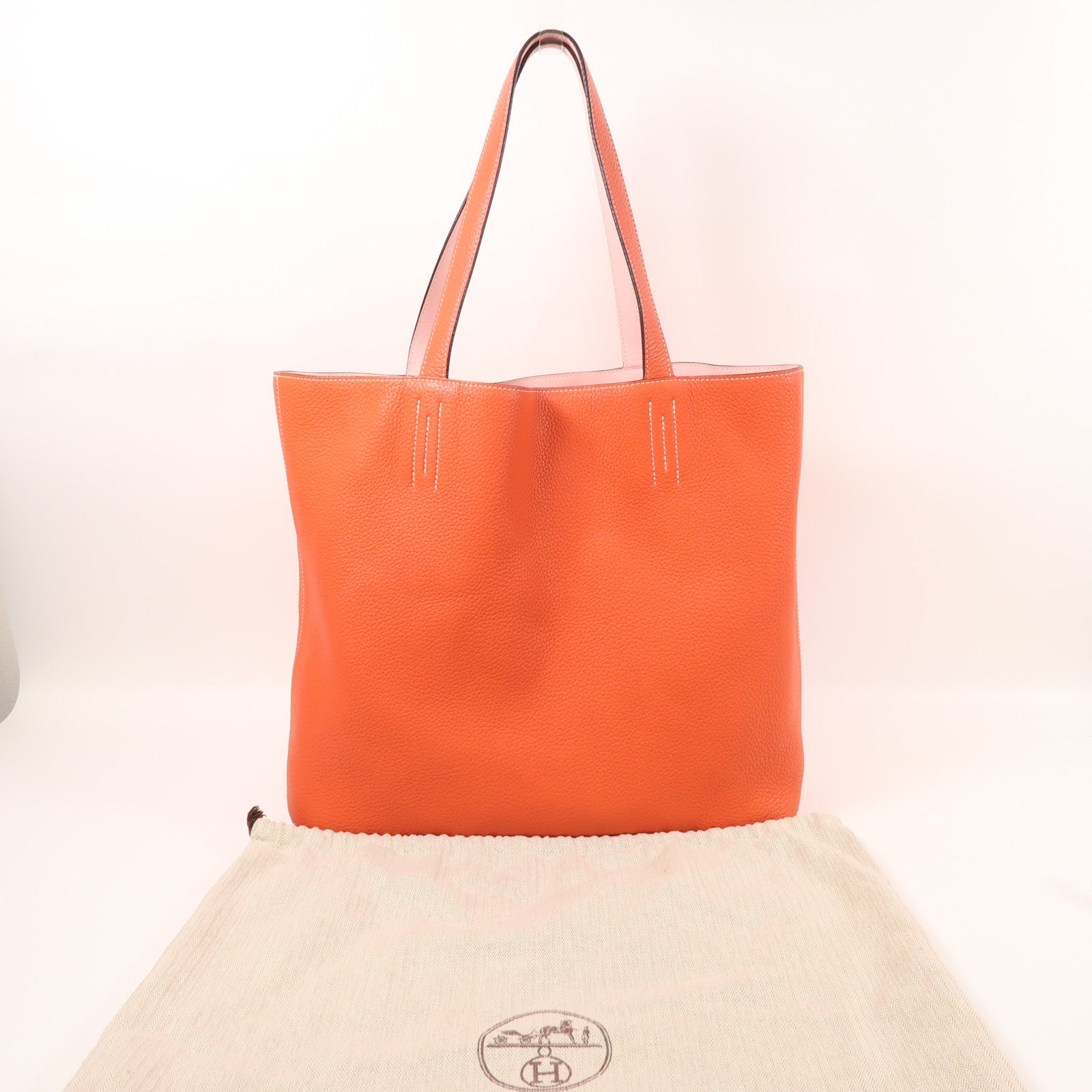 HERMES【激減優惠】 Swift/Clemence皮革Double Sens手挽袋2R Rouge Pivoine/3Q Rose Sakura