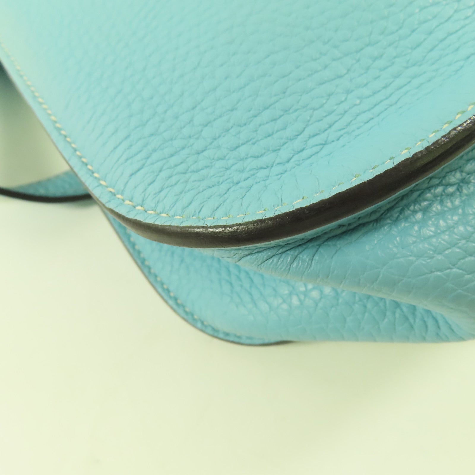 HERMES Clemence皮革Halzan 31銀扣3P Bleu Atoll/蒂芬尼藍