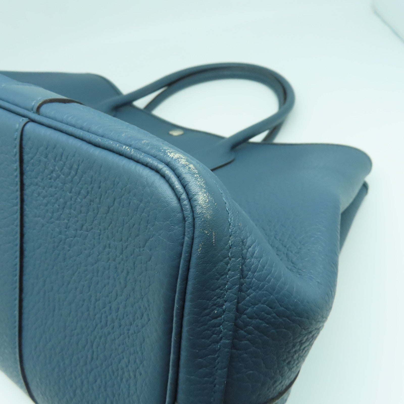 HERMES 【激減優惠】Negonda皮革GardenParty PM銀扣手挽袋藍色
