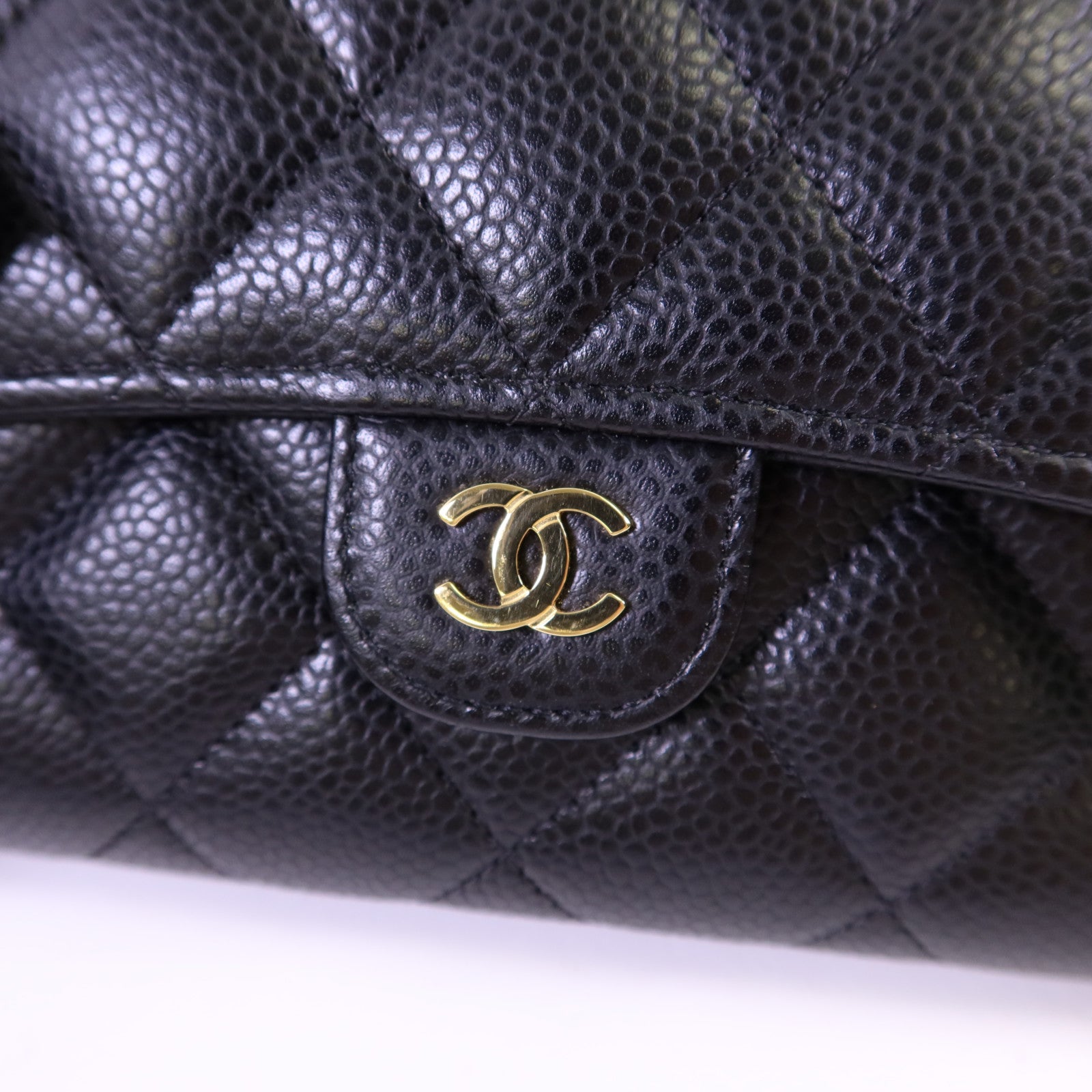 CHANEL 牛皮皮革Long Wallet金扣長錢包