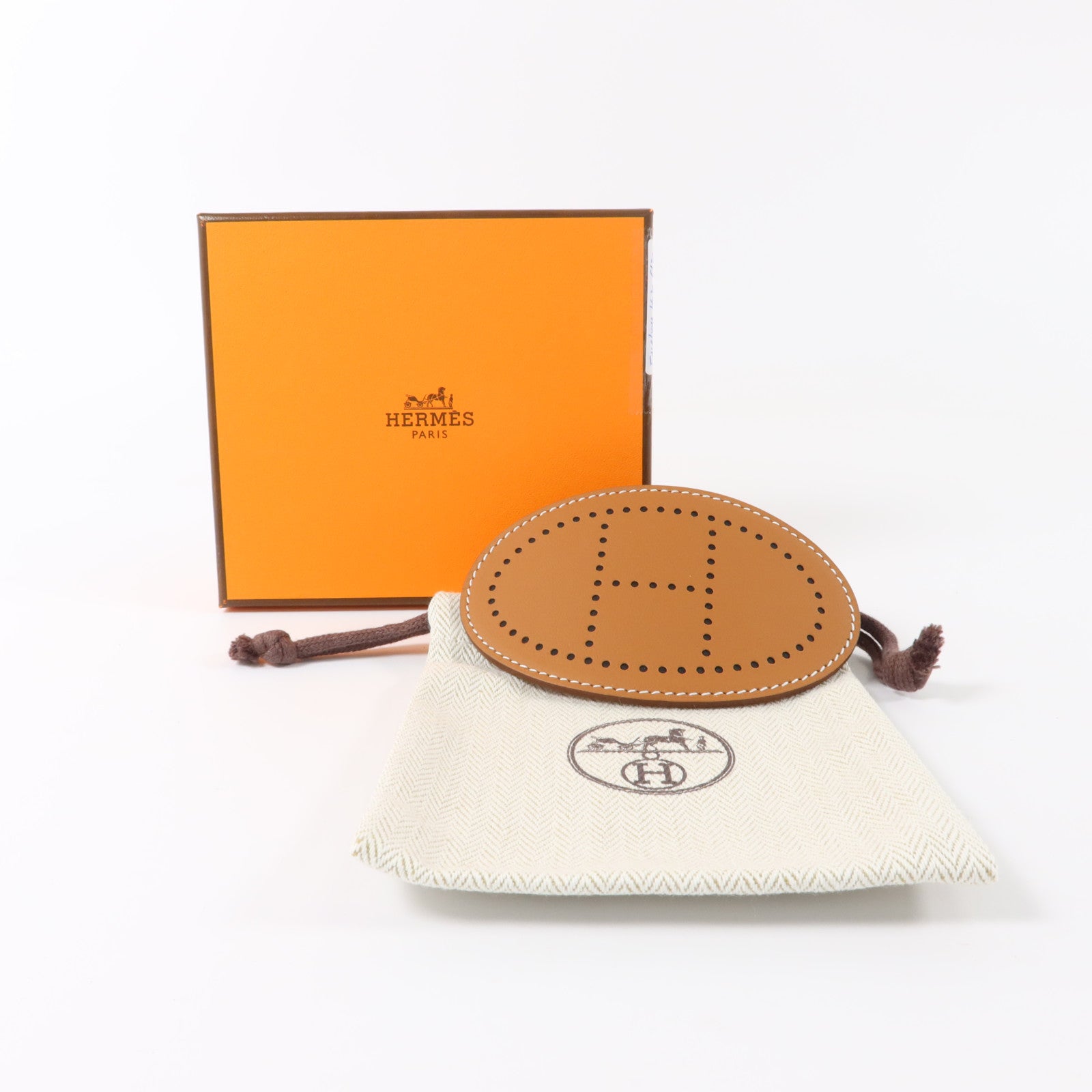 HERMES Swift皮革/金屬Evelyne GM Hair Clip銀扣髮夾Gold